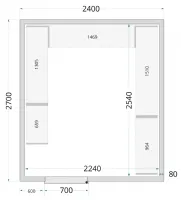 Chambre froide à monter isolation 80 mm sans groupe - 2400x2700x2200 mm - Tefcold - CR 240x270x220-P80 Chambre froide à monter isolation 80 mm sans groupe - 2400x2700x2200 mm - Tefcold - CR 240x270x220-P80