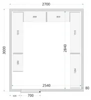 Chambre froide à monter isolation 80 mm sans groupe - 2700x3000x2200 mm - Tefcold - CR 270x300x220-P80 Chambre froide à monter isolation 80 mm sans groupe - 2700x3000x2200 mm - Tefcold - CR 270x300x220-P80