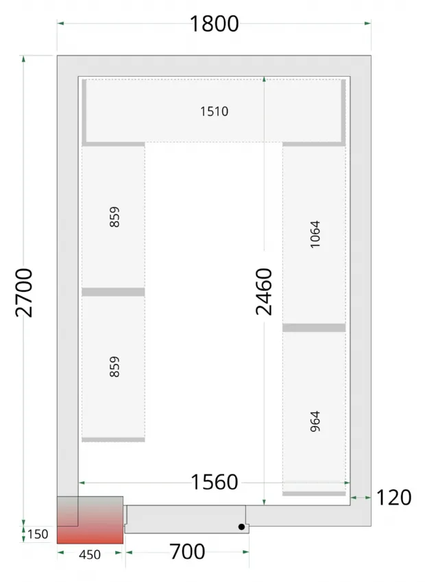 Étagère inox en u de rayonnage pour chambre froide crnf1827 - Tefcold - CRNF1827 SHELF