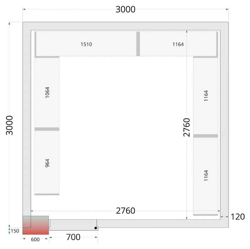 Étagère inox en u de rayonnage pour chambre froide crnf3030 - Tefcold - CRNF3030 SHELF