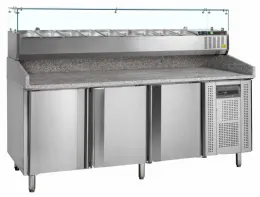 Table à pizza professionnelle avec dessus granite 3 portes positive - pt1300 + gvc38-200 - tefcold - Tefcold - PT1300 + GVC38-200 Table à pizza professionnelle avec dessus granite 3 portes positive - pt1300 + gvc38-200 - tefcold - Tefcold - PT1300 + GVC38-200