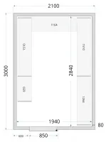 Panneaux de chambre froide 80 mm avec sol et porte 850mm volume 11.24 m³ - 2100x3000x2200 mm - Tefcold - CR 210x300x220 WD-P80 Panneaux de chambre froide 80 mm avec sol et porte 850mm volume 11.24 m³ - 2100x3000x2200 mm - Tefcold - CR 210x300x220 WD-P80