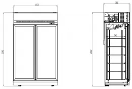 Photo 2 - Réfrigérateur professionnel noir 2 portes vitrées positif 1253 mm hauteur 2092 mm - 7455.2405 - combisteel - Combisteel - 7455.2405