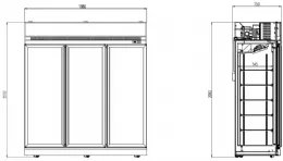 Photo 2 - Réfrigérateur professionnel noir 3 portes vitrées positif 1880 mm hauteur 2092 mm - 7455.2415 - combisteel - Combisteel - 7455.2415