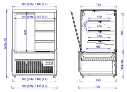Photo 2 - Vitrine réfrigérée professionnelle noire positive 1437 mm - 7486.0095 - combisteel - Combisteel - 7486.0095