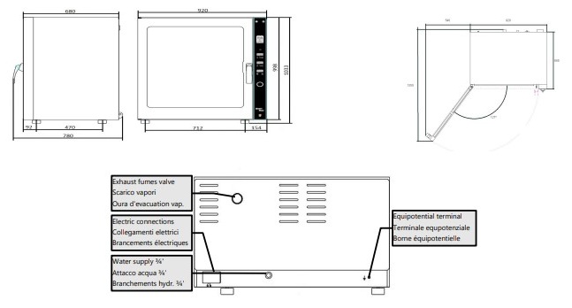 Four professionnel numérique à convection triphasé 10 niveaux 600x400 - 0L1064E - Vesta en cuisine professionnelle