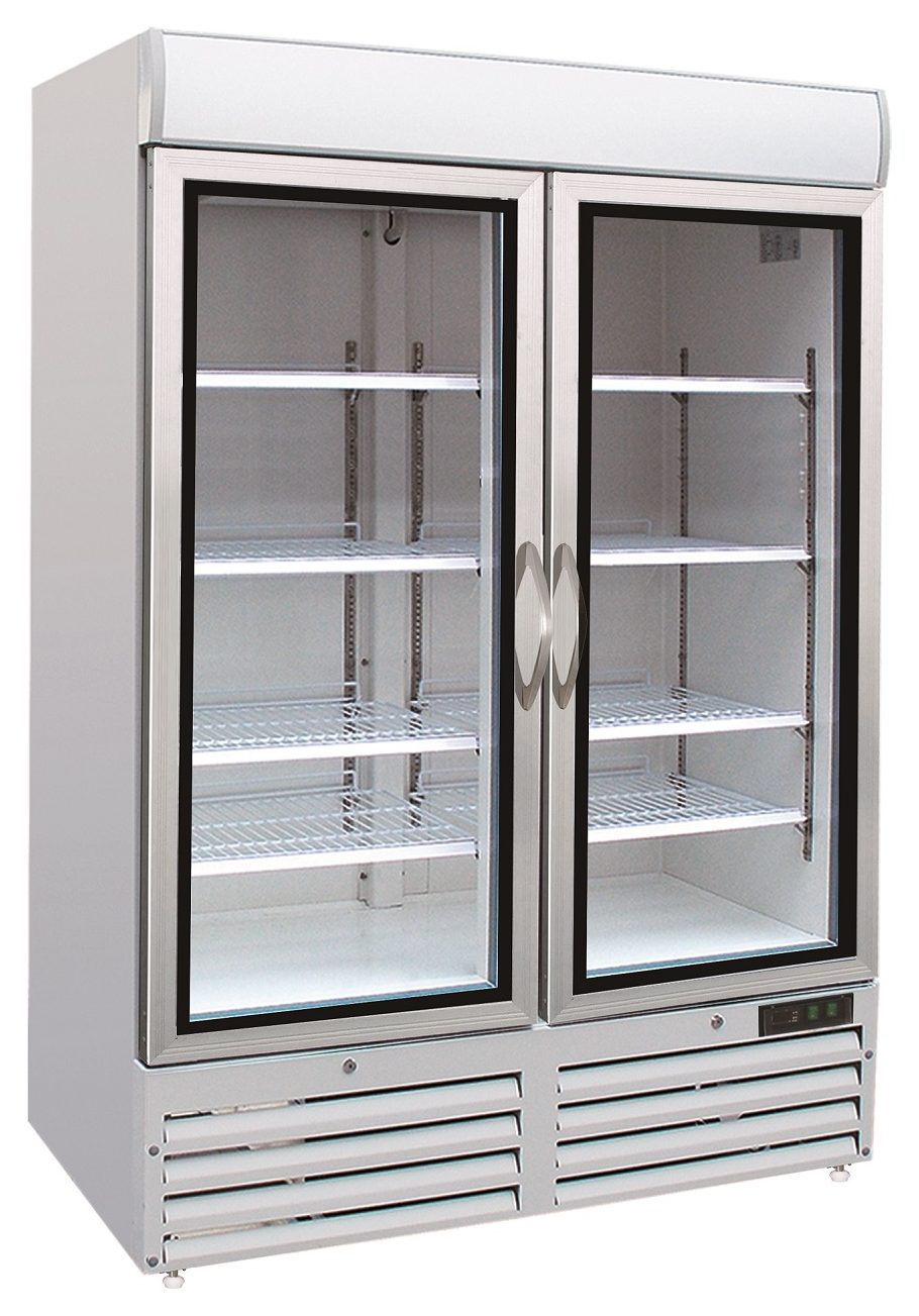 Congélateur professionnel blanc 2 portes vitrées négatif 1370 mm - 7450.0157 - Combisteel