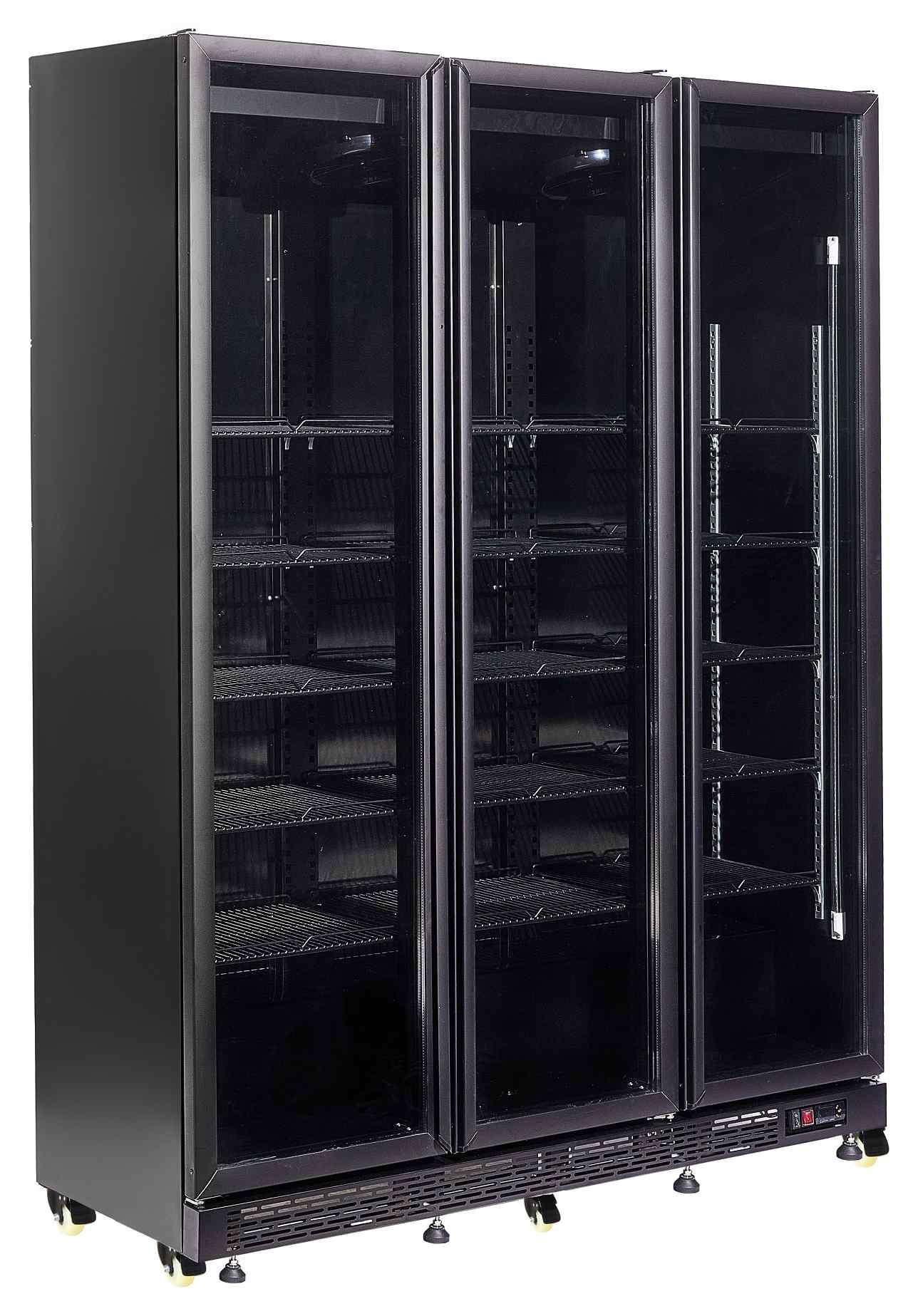 Réfrigérateur professionnel noir 3 portes vitrées positif 1600 mm hauteur 2100 mm - 7455.1920 - Combisteel