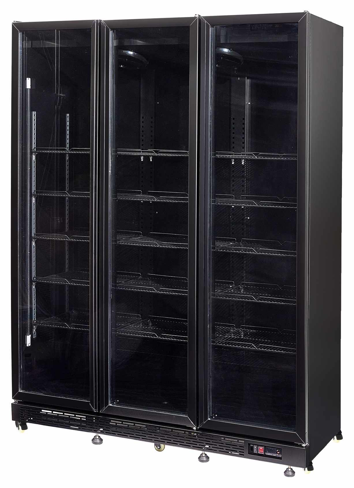 Réfrigérateur professionnel noir 3 portes vitrées positif 1600 mm hauteur 2100 mm - 7455.1920 - Combisteel en cuisine professionnelle