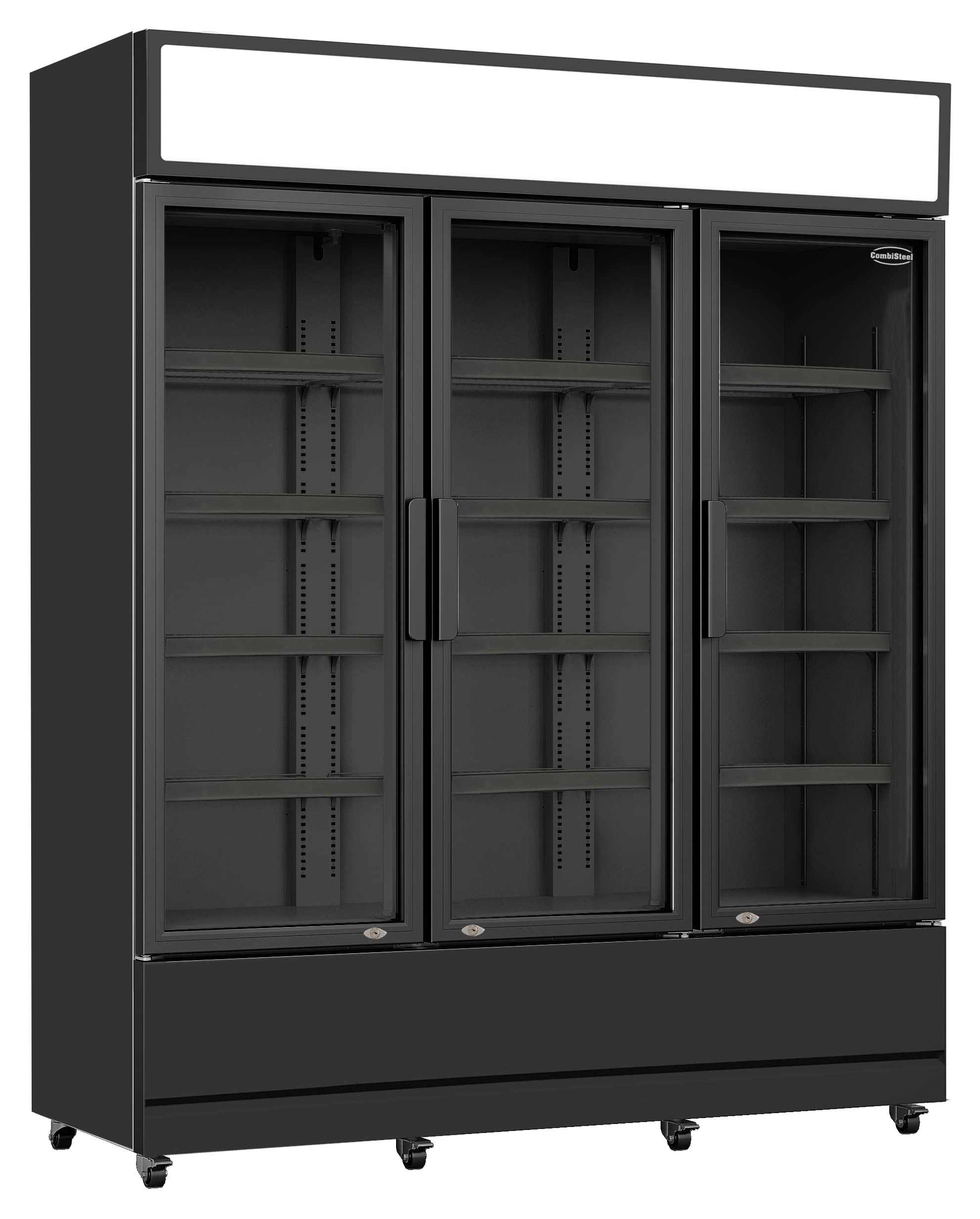 Réfrigérateur professionnel noir 3 portes vitrées positif 1600 mm hauteur 1973 mm - 7455.2115 - Combisteel