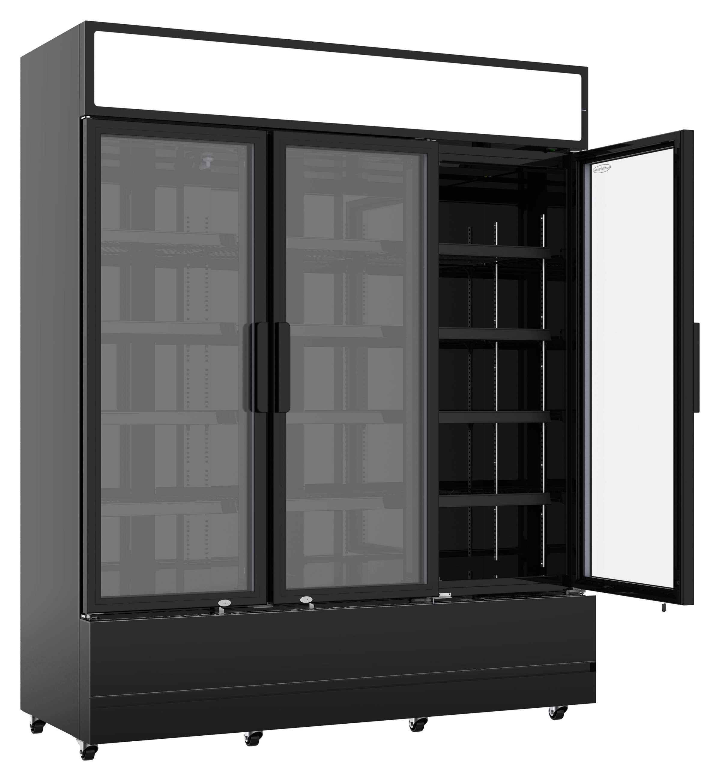 Réfrigérateur professionnel noir 3 portes vitrées positif 1600 mm hauteur 1973 mm - 7455.2115 - Combisteel en cuisine professionnelle