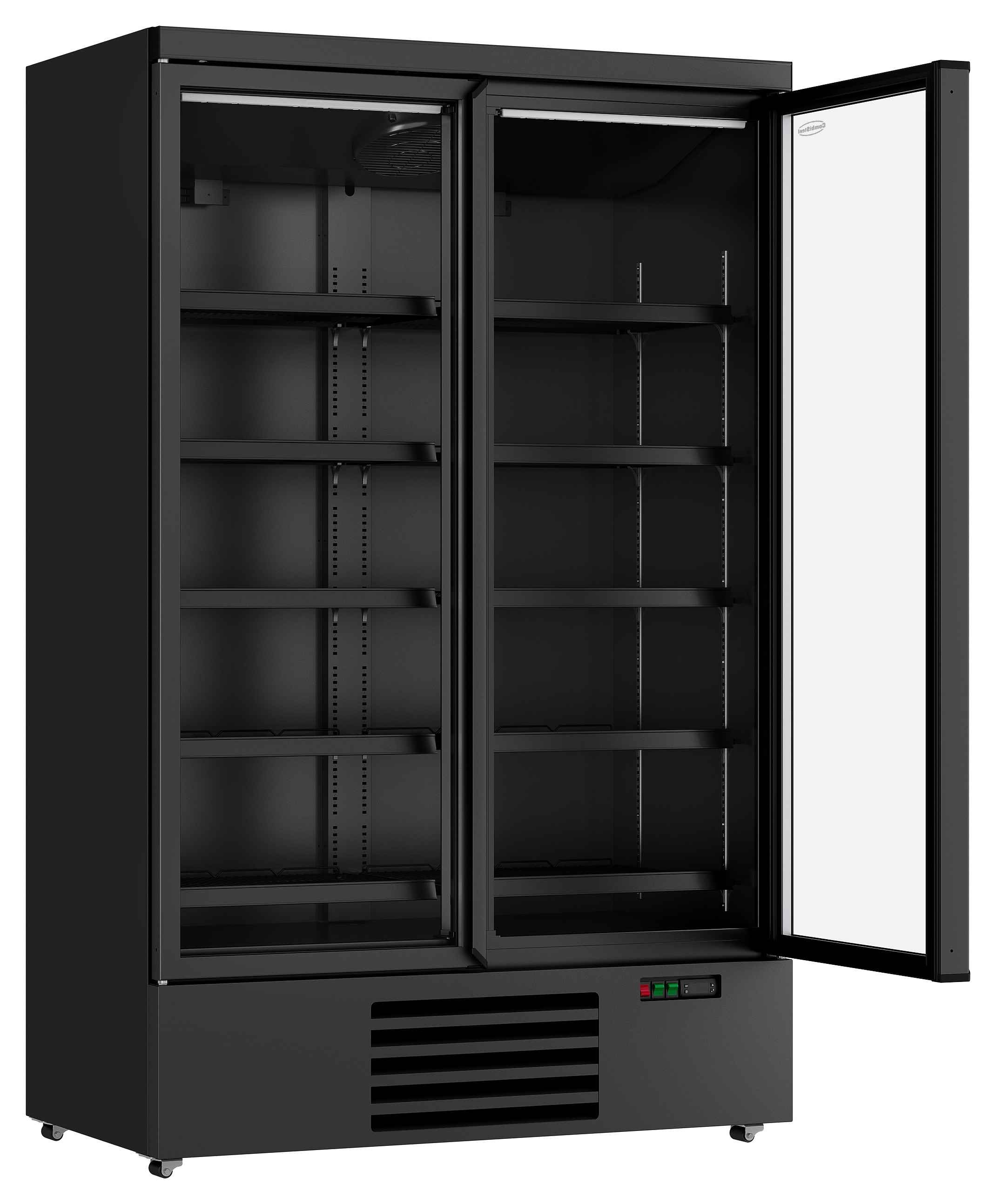 Réfrigérateur professionnel noir 2 portes vitrées positif 1253 mm hauteur 2003 mm - 7455.2230 - Combisteel en cuisine professionnelle
