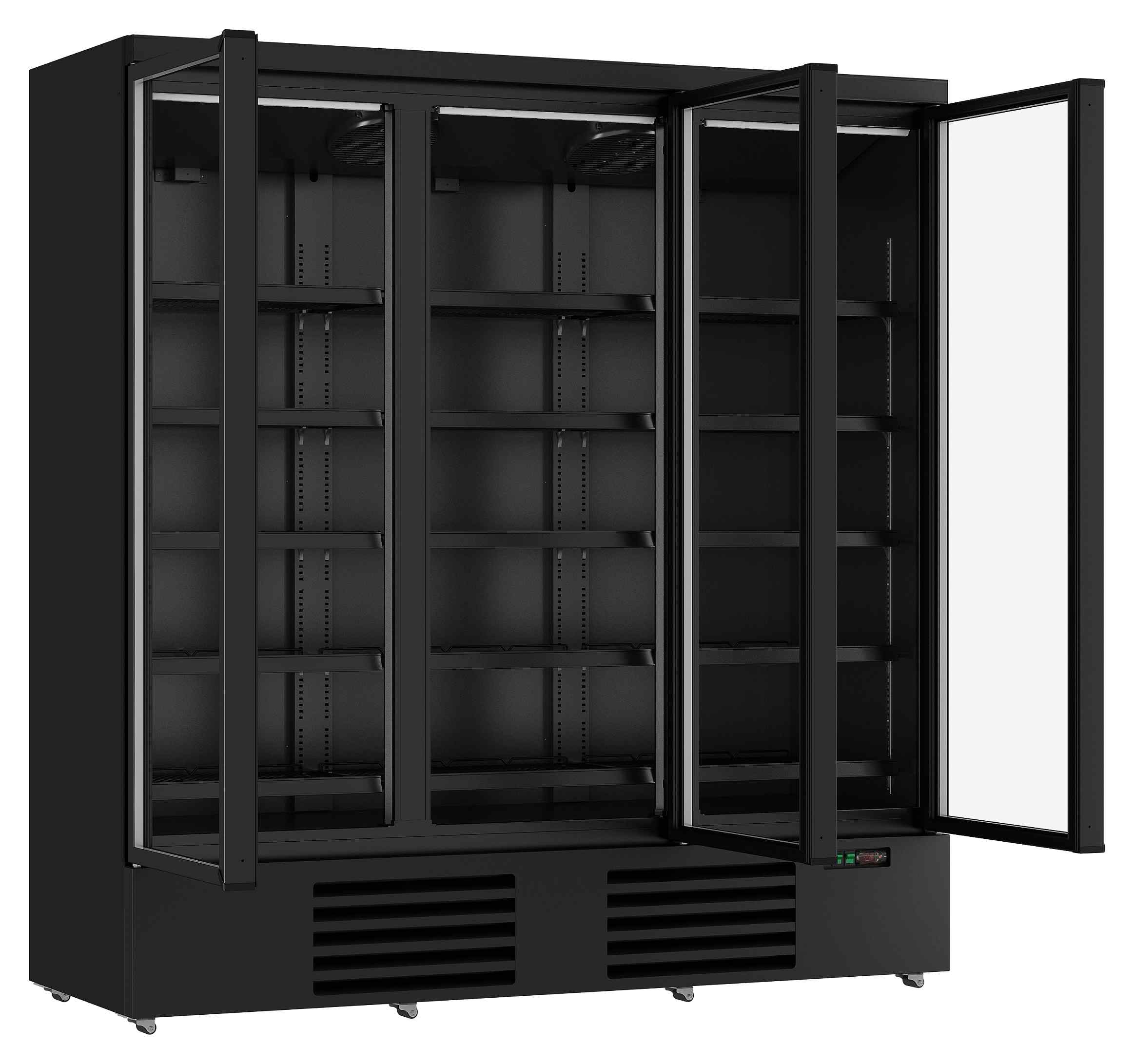 Réfrigérateur professionnel noir 3 portes vitrées positif 1880 mm hauteur 2003 mm - 7455.2235 - Combisteel en cuisine professionnelle