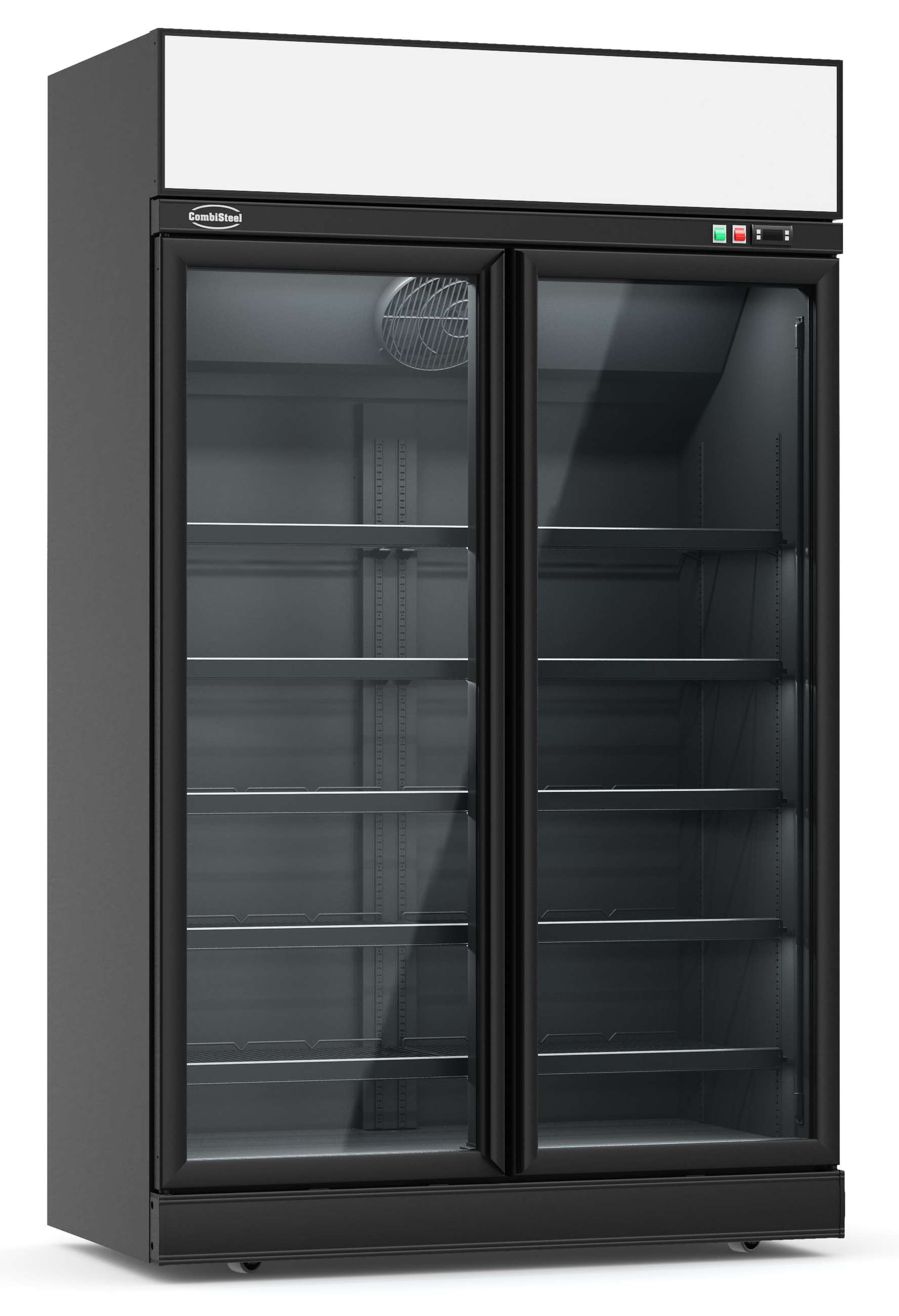 Réfrigérateur professionnel noir 2 portes vitrées positif 1253 mm hauteur 2092 mm - 7455.2405 - Combisteel