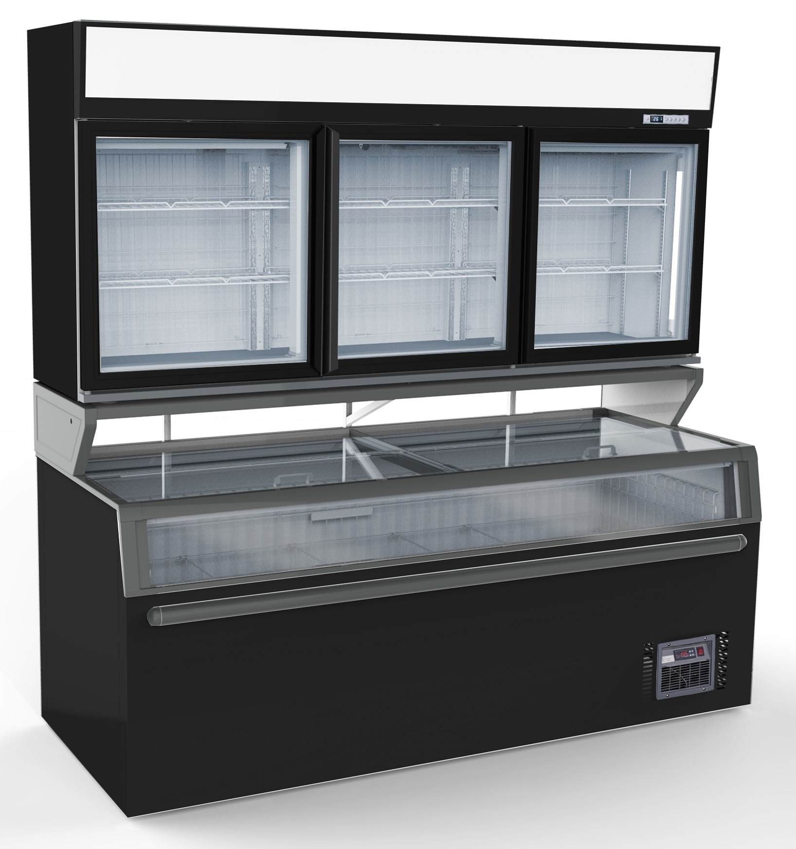 Chambre murale frigorifique professionnelle noire 3 portes vitrées négative 2104 mm - 7455.2535 - Combisteel