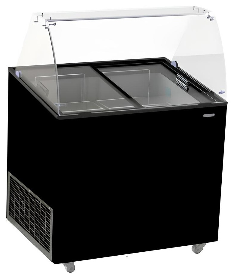 Vitrine à crème glacée professionnelle noire 6 bacs de 5 L 231 L 909 mm - 7472.0124 - Combisteel