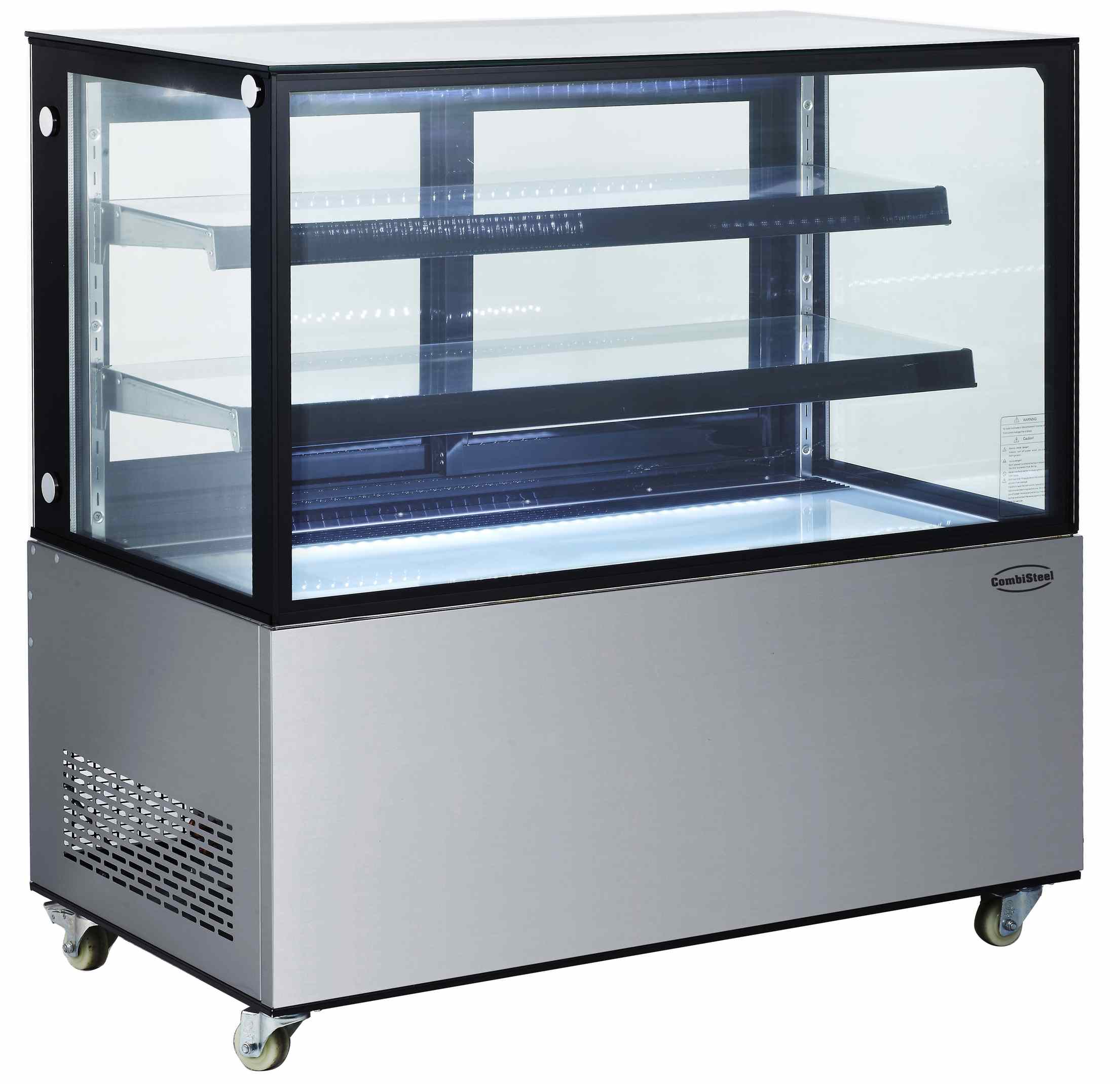 Vitrine réfrigérée professionnelle 370 L noire et acier inoxydable positive 1200 mm - 7487.0020 - Combisteel