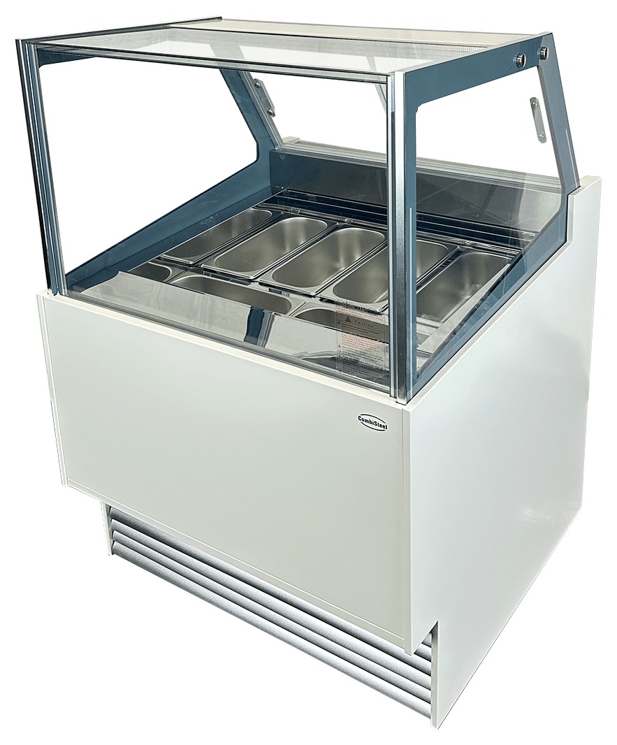 Vitrine à crème glacée professionnelle 6 bacs de 5 litres -16/-18°C 910 mm - 7487.0250 - Combisteel
