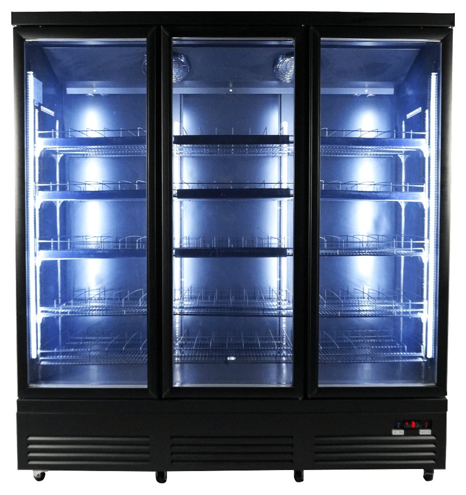 Réfrigérateur professionnel noir 3 portes vitrées positif 1880 mm hauteur 2050 mm - 7526.0110 - Combisteel en cuisine professionnelle