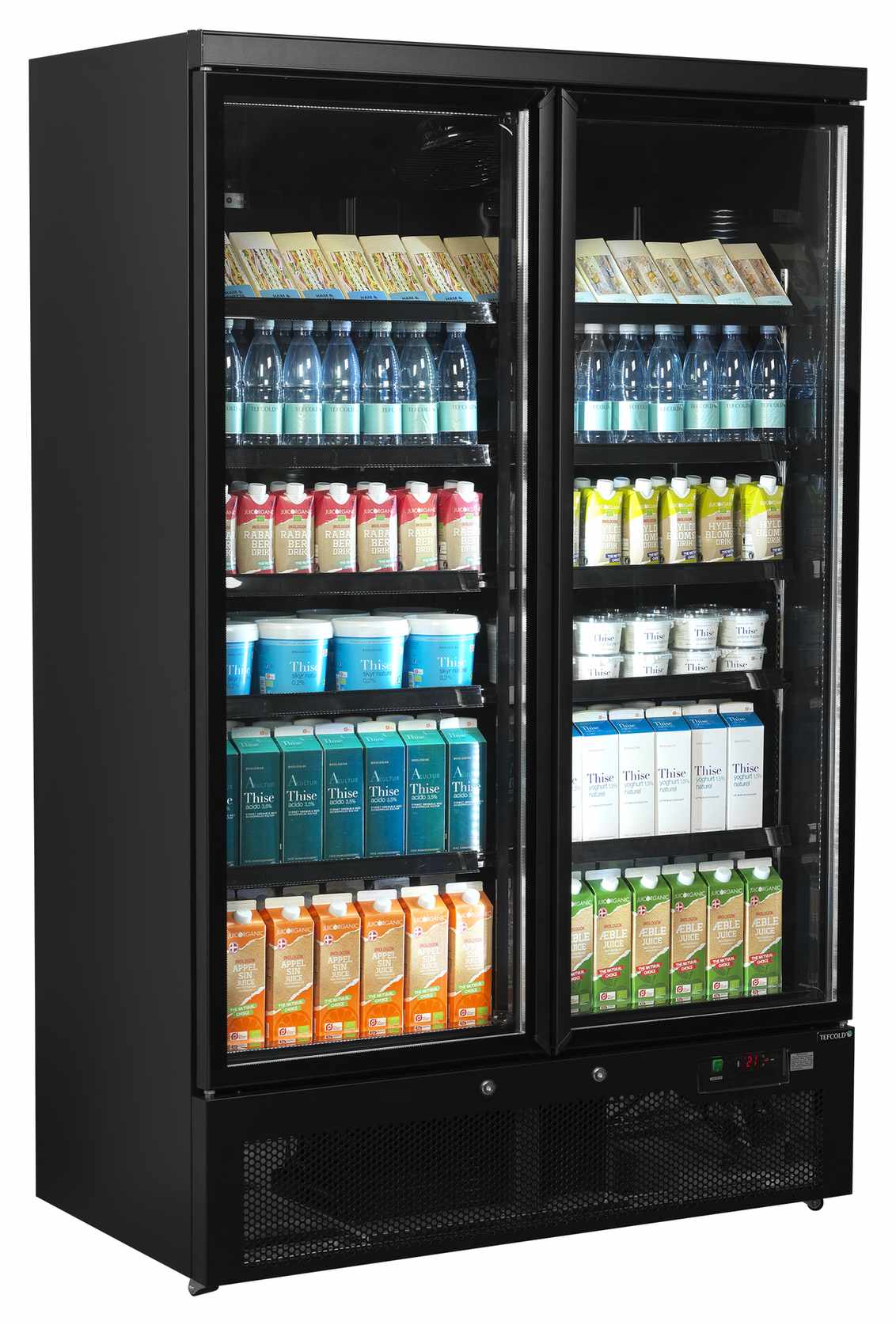 Vitrine réfrigérée professionnelle noire 2 portes vitrées positive - Atom Maxi C2DBB - Tefcold en cuisine professionnelle