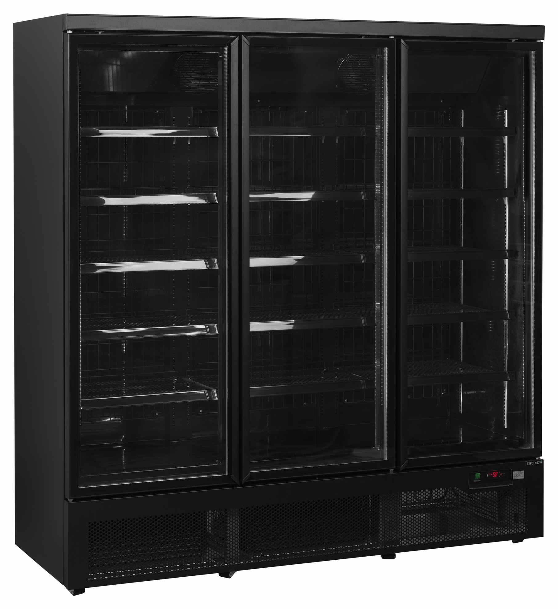Vitrine professionnelle noire froid négative 3 portes vitrées - Atom Maxi F3DBB - Tefcold