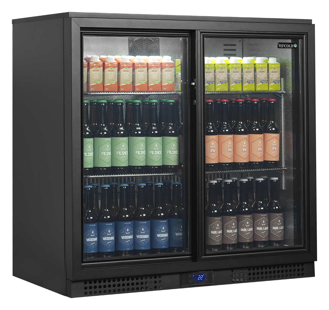 Arrière-bar professionnelle 2 portes vitrées coulissantes 188 litres positive - BA21S - Tefcold en cuisine professionnelle
