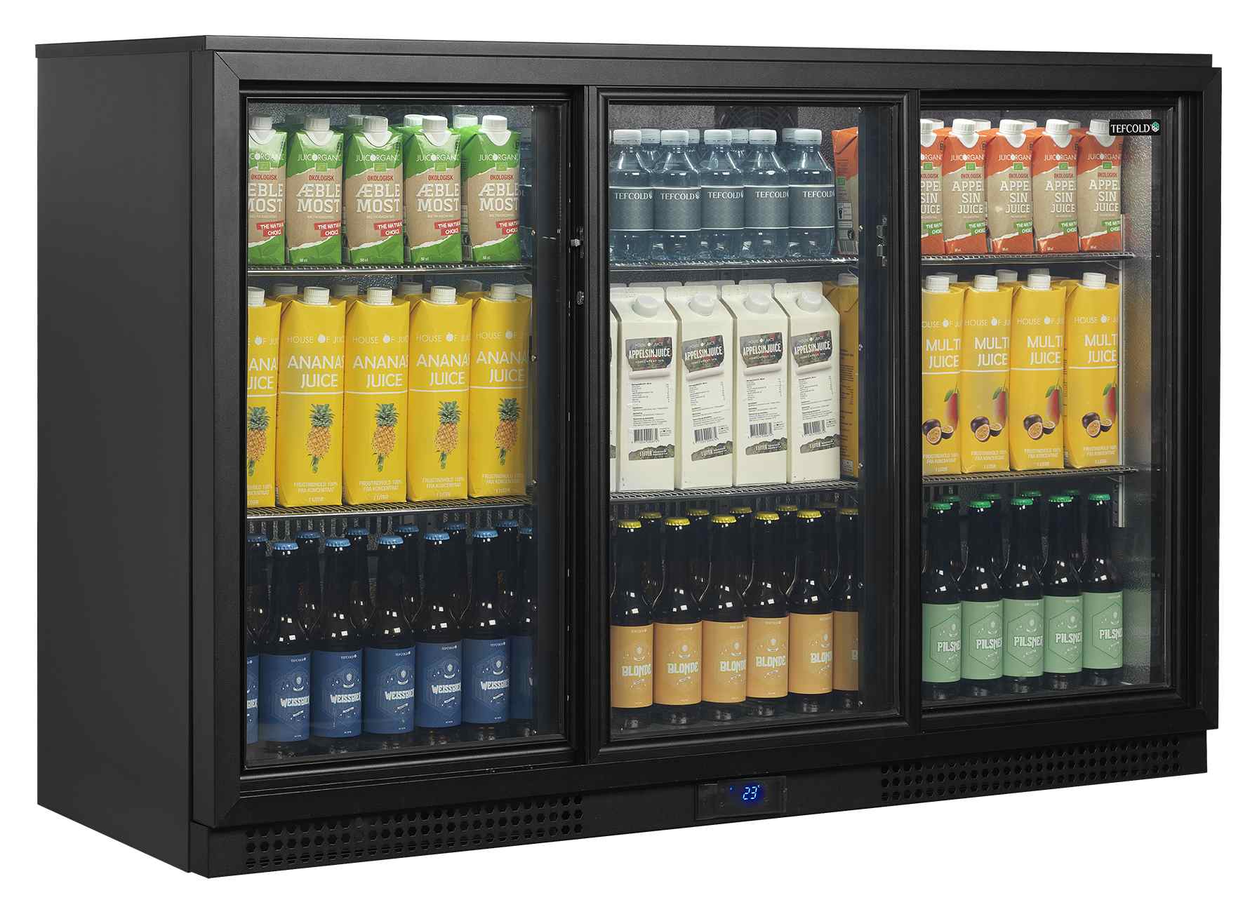 Arrière-bar professionnelle 3 portes vitrées coulissantes 288 L positive - BA31S-3 - Tefcold en cuisine professionnelle