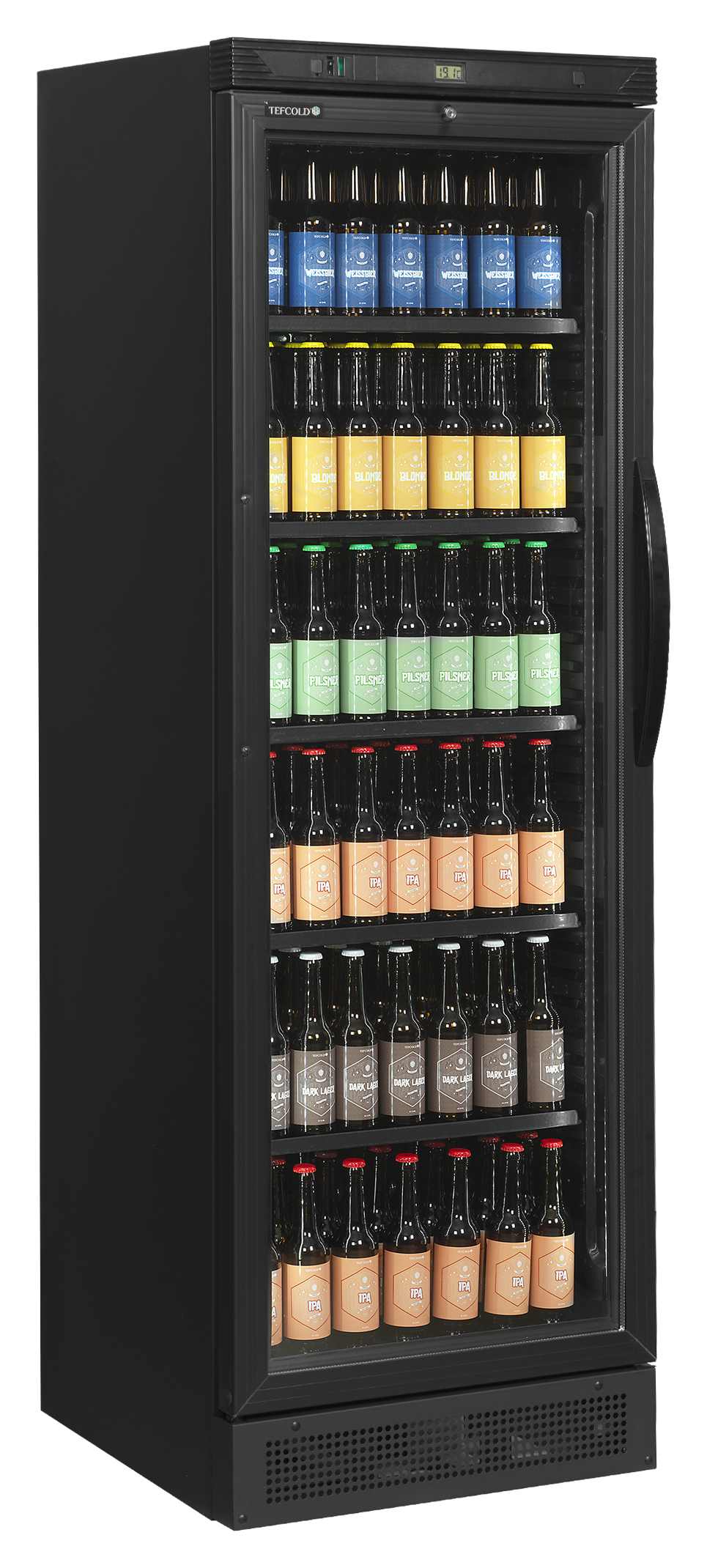 Réfrigérateur à boissons professionnel 1 porte vitrée noir positif - CEV425 BLACK L/H - Tefcold en cuisine professionnelle