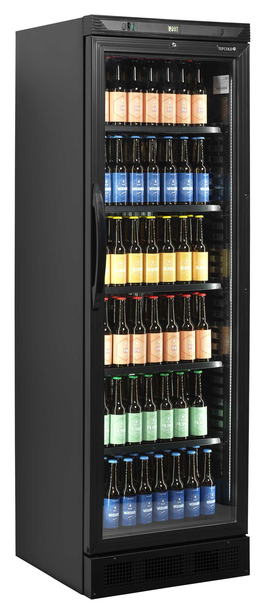 Vitrine réfrigérée professionnelle 1 porte vitrée noire capacité 219 L positive - CEV425 BLACK - Tefcold