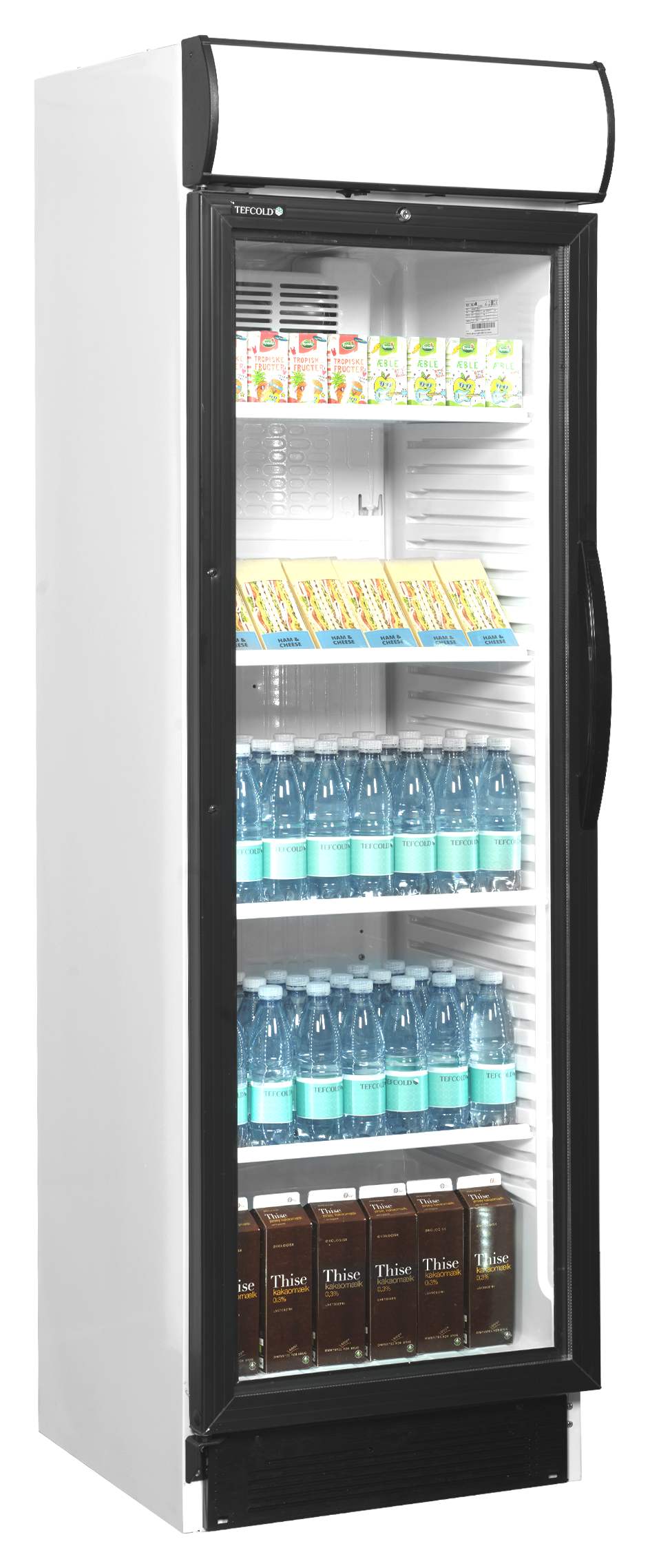 Réfrigérateur professionnel à boissons 1 porte vitrée Blanc positif - CEV425CP 2 LED L/H - Tefcold en cuisine professionnelle