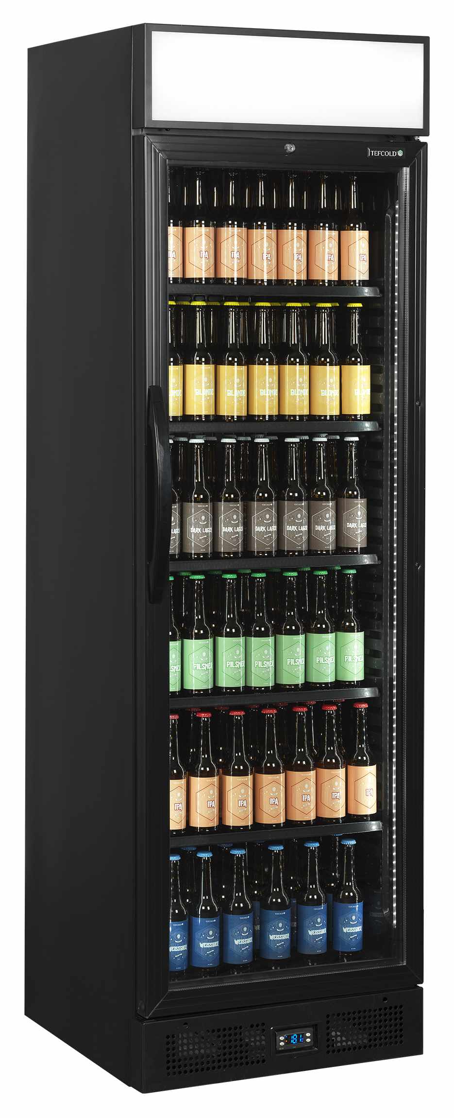Réfrigérateur professionnel à boissons 1 porte vitrée noir positif 219 l - CEV435CP BLACK - Tefcold en cuisine professionnelle