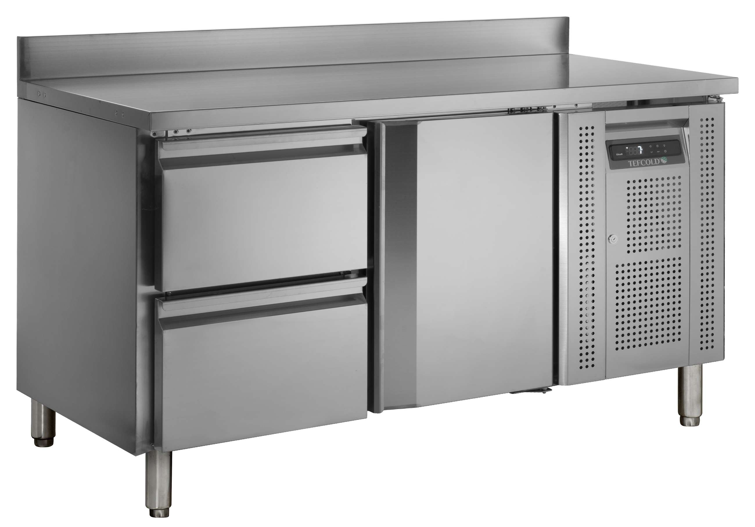 Comptoir réfrigéré professionnel 1 porte positif GN1/1 et dosseret 272 l - CK7220 - Tefcold