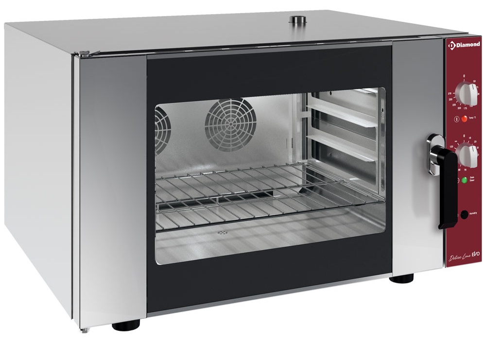 Four à convection professionnel électrique monophasé 4 niveaux 600x400 mm humidificateur manuel - CPE644-F-230/1- - Diamond