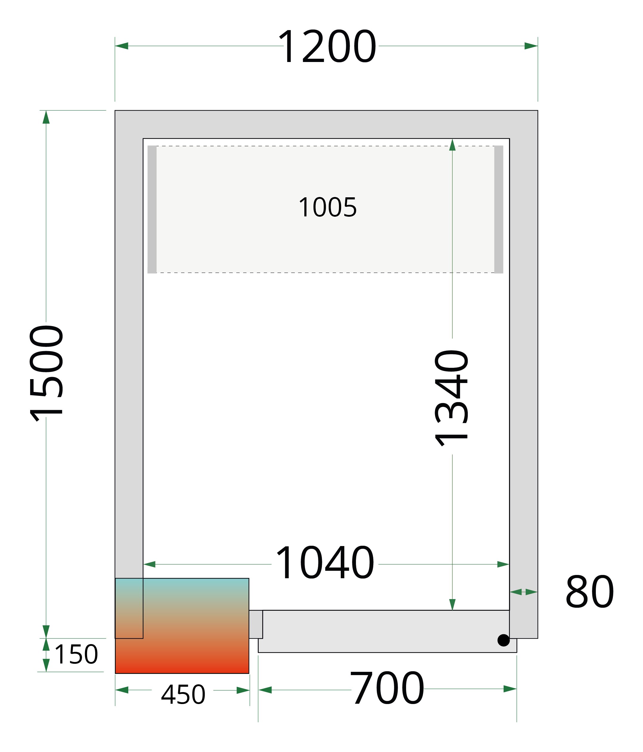 Panneau de chambre froide 80 mm d'isolation 42 kg/m³ - CR 120x150x212 NF - Tefcold