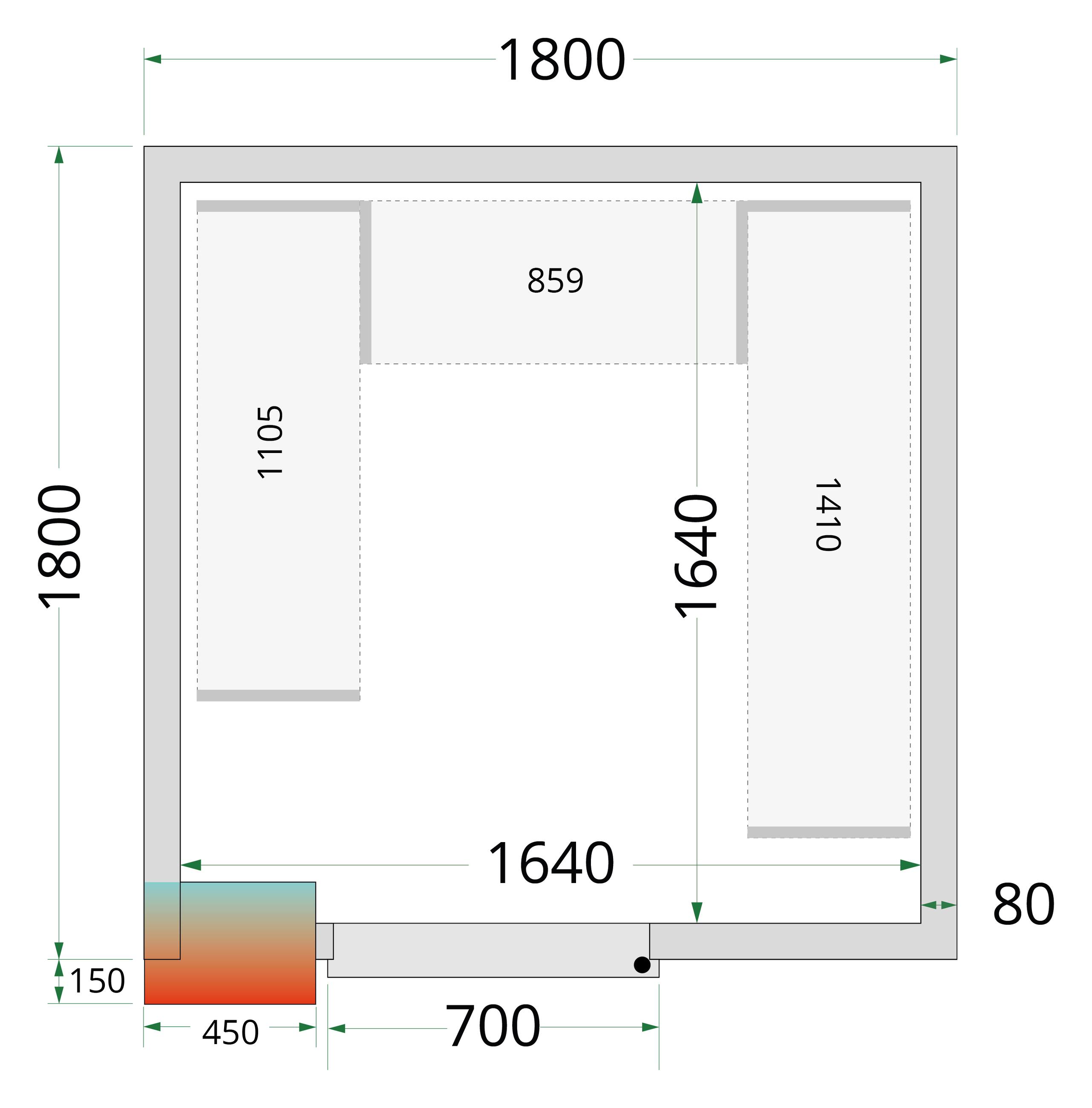 Panneau de chambre froide avec isolation 80 mm et densité 42 kg/m³ - CR 180x180x212 NF - Tefcold