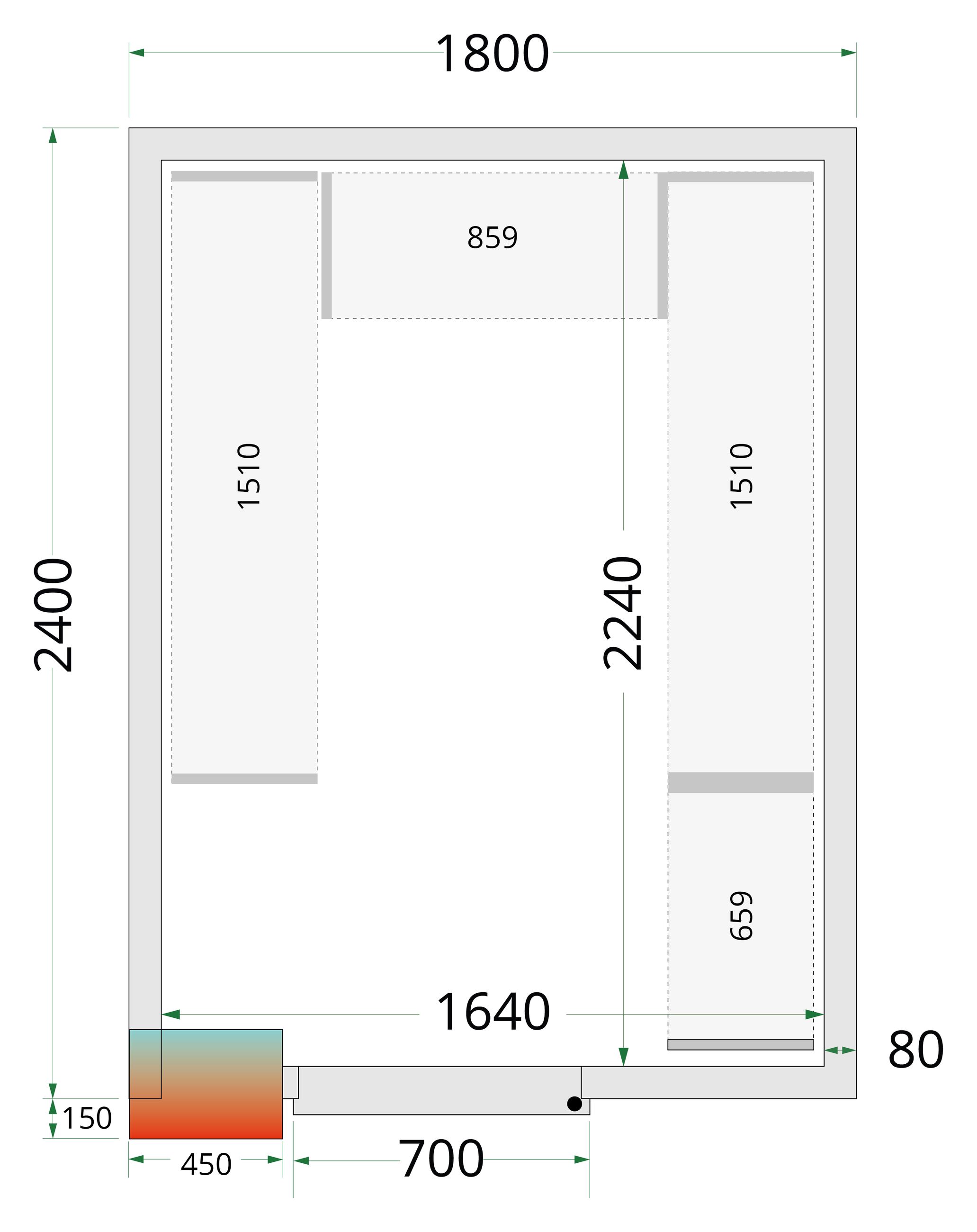 Panneau de chambre froide avec isolation de 80 mm et densité 42 kg/m³ - CR 180x240x212 NF - Tefcold