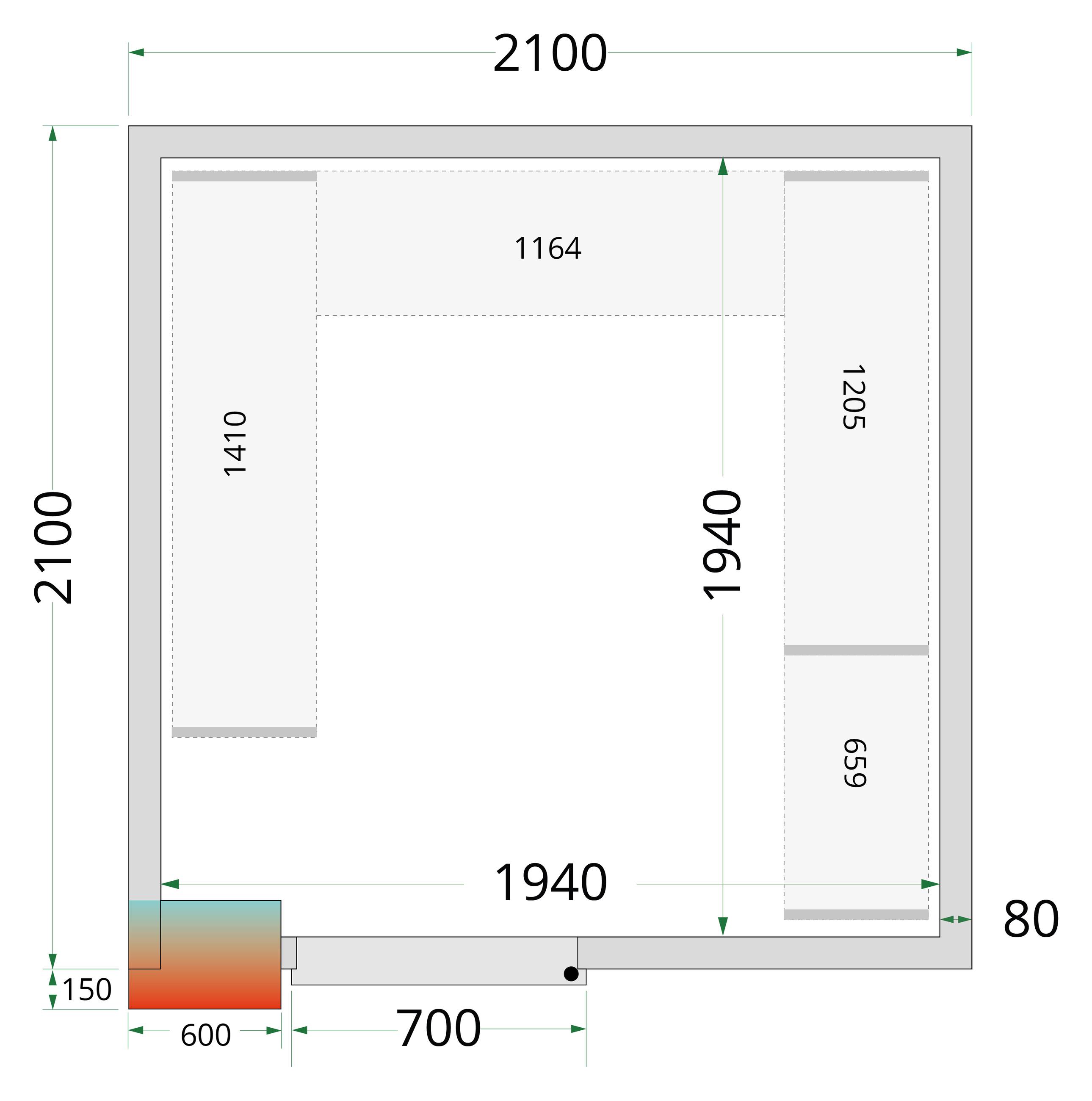 Panneau de chambre froide avec isolation 80 mm et densité 42 kg/m³ - CR 210x210x212 NF - Tefcold