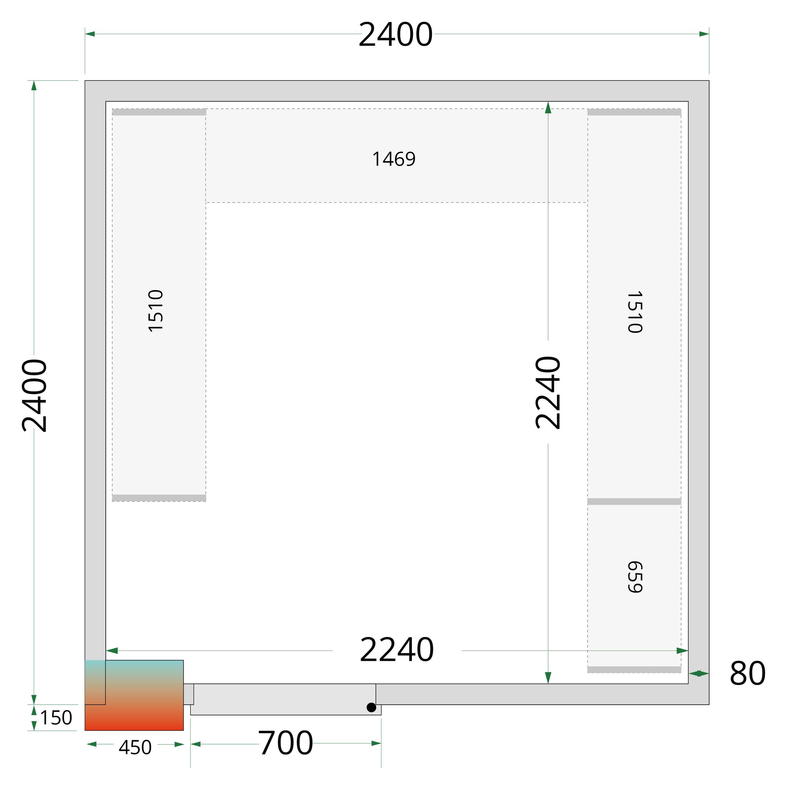 Panneau de chambre froide avec isolation 80 mm et densité 42 kg/m³ - CR 240x240x212 NF - Tefcold