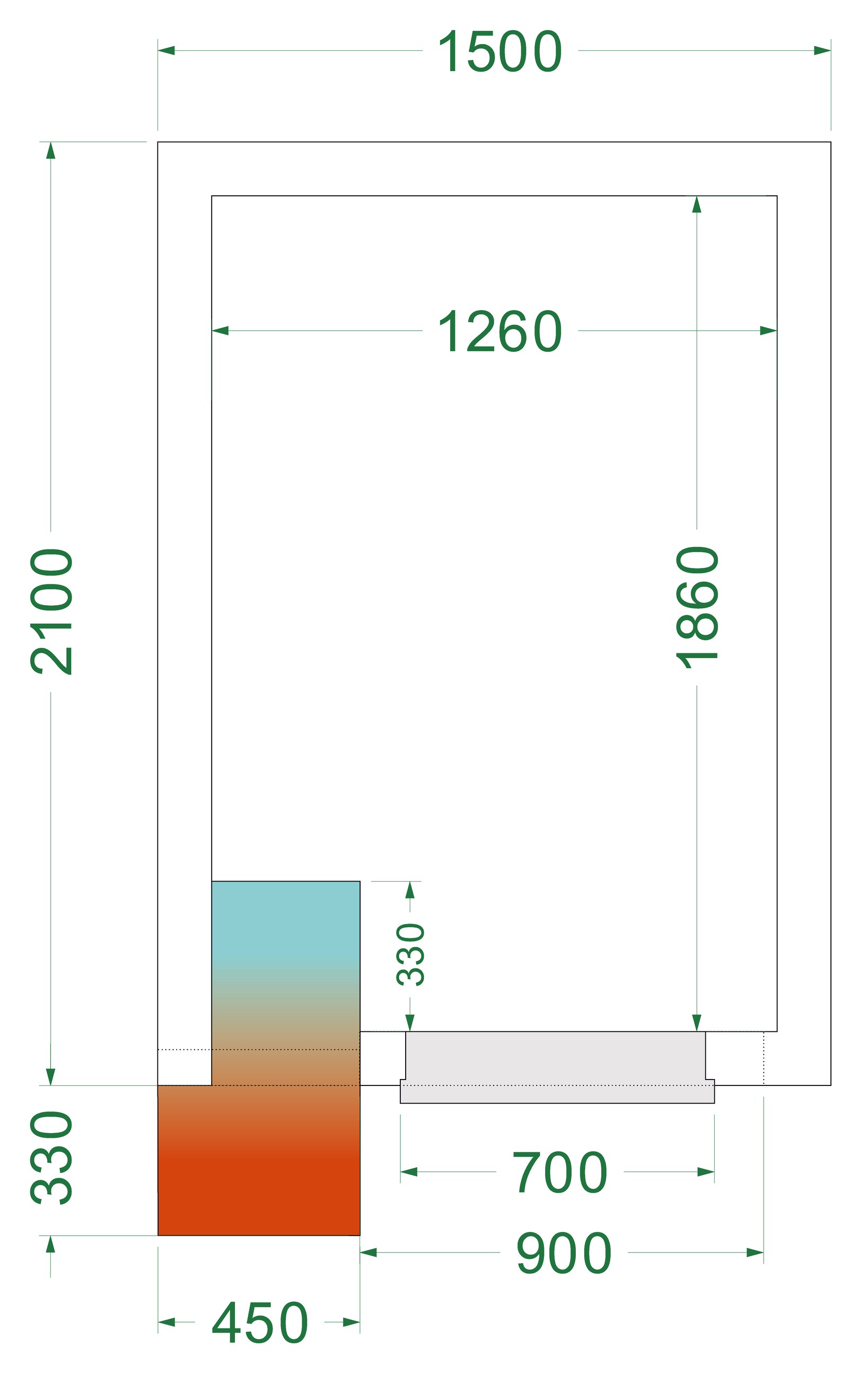 Chambre froide négative isolation 42 kg/m³ 700x1765 mm - CRNF1521 - Tefcold