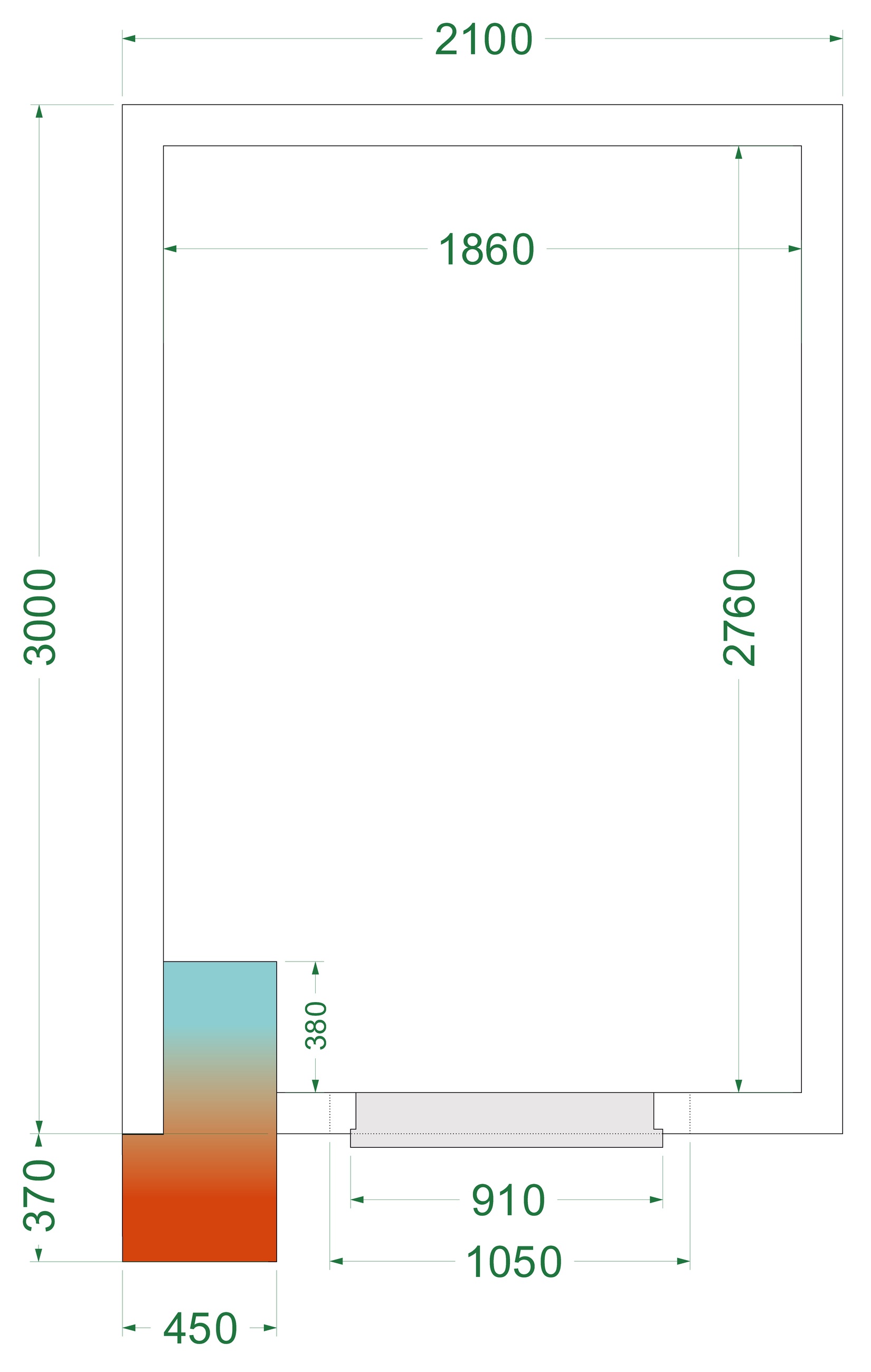 Chambre froide négative avec isolation 42 kg/m³ et porte de 850 mm - CRNF2130WD - Tefcold