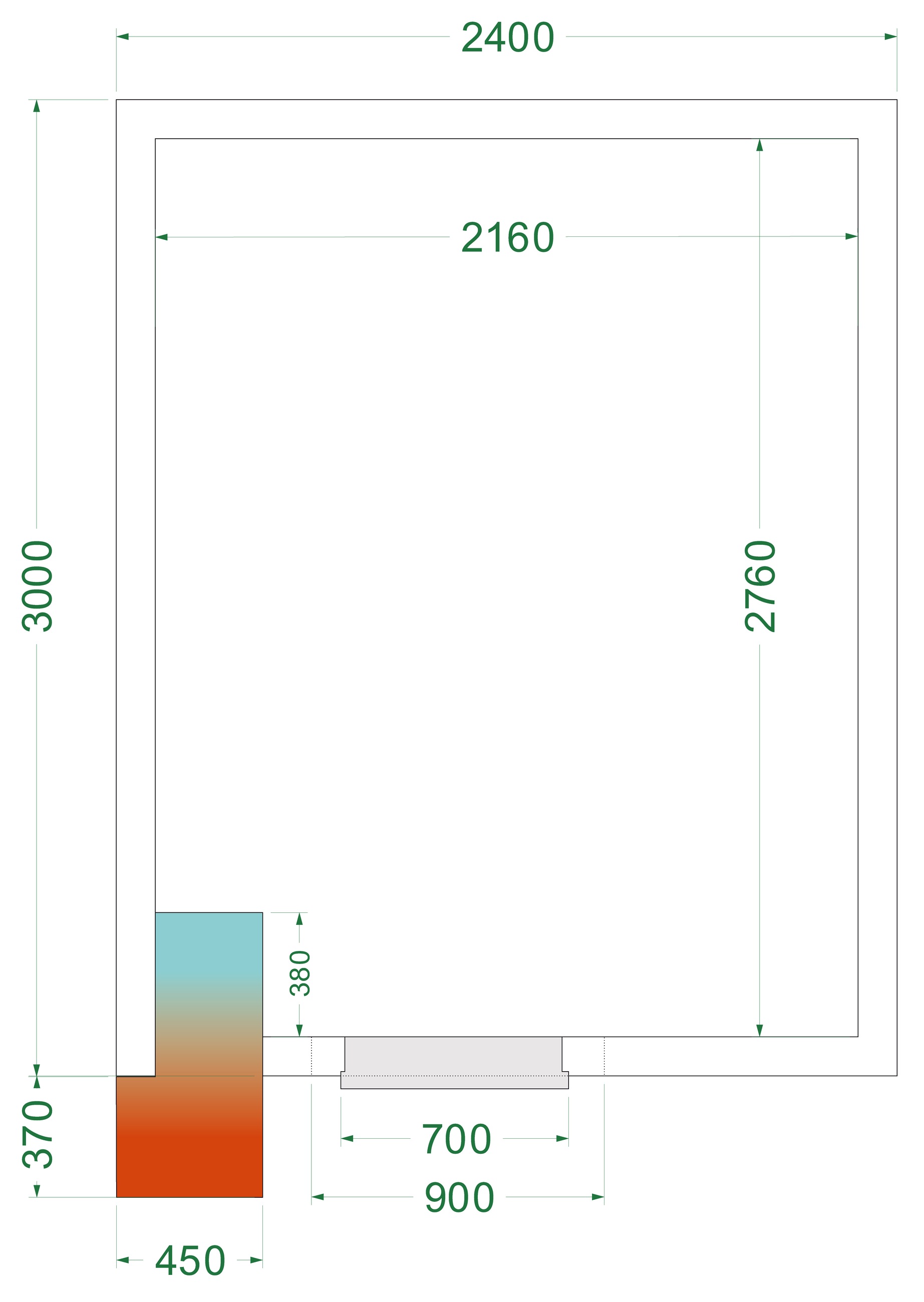 Chambre froide négative isolation 42 kg/m³ 700x1765 mm - CRNF2430 - Tefcold