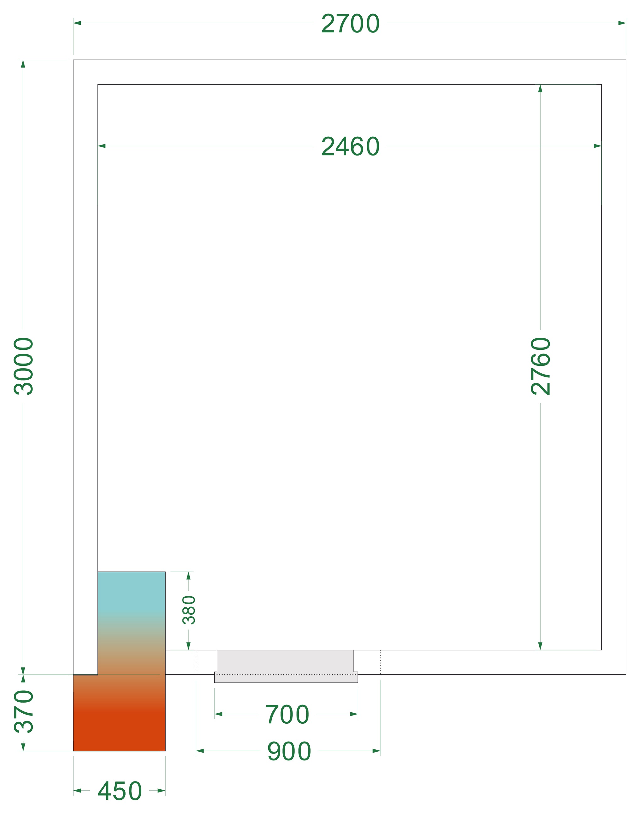 Chambre froide négative isolation 42 kg/m³ 700x1765 mm - CRNF2730 - Tefcold