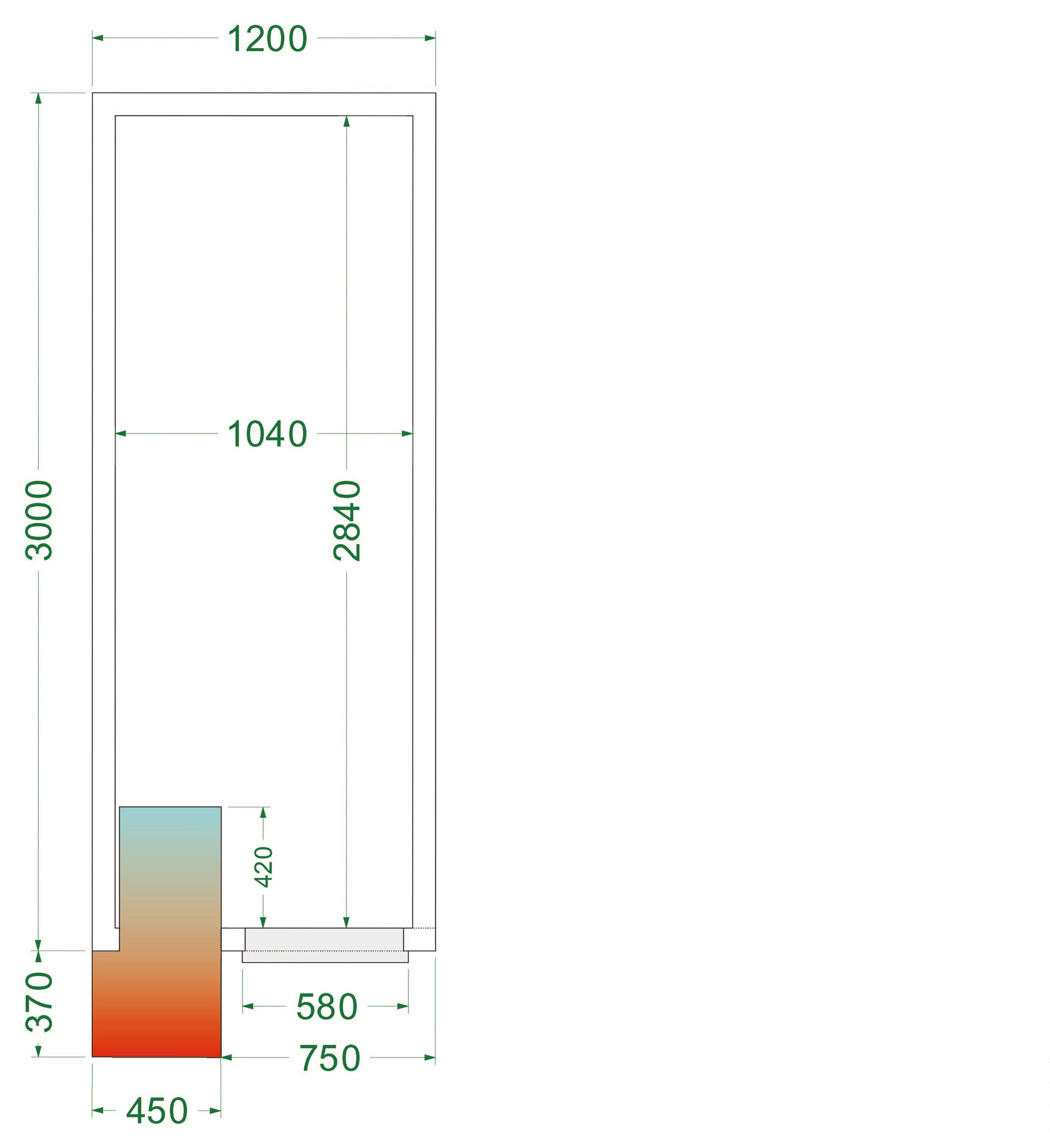 Chambre froide positive isolation 42 kg/m³ - CRPF1230 - Tefcold