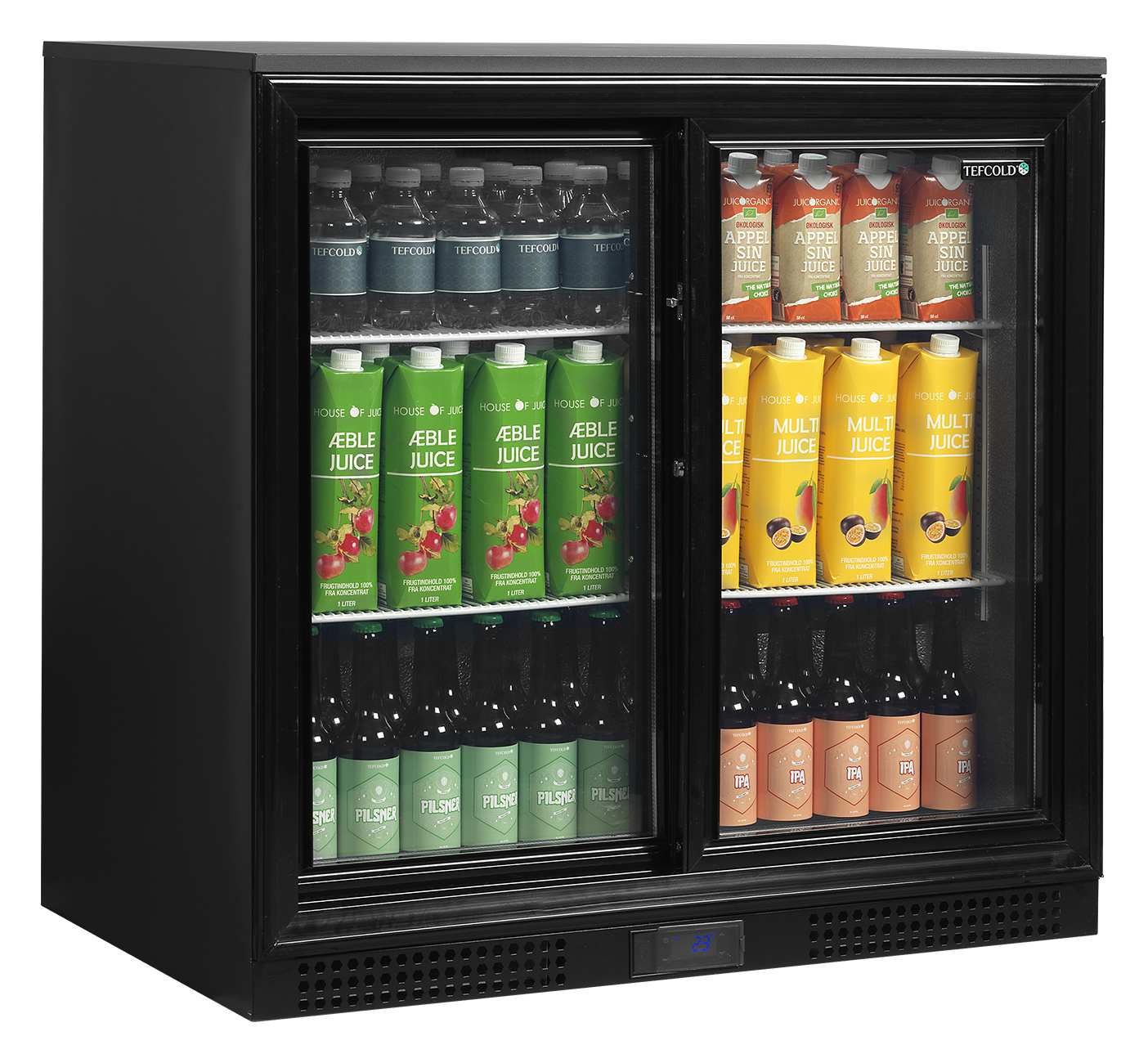 Réfrigérateur d'arrière-bar professionnel 2 portes vitrées coulissantes 182 litres positif - DB201S - Tefcold en cuisine professionnelle