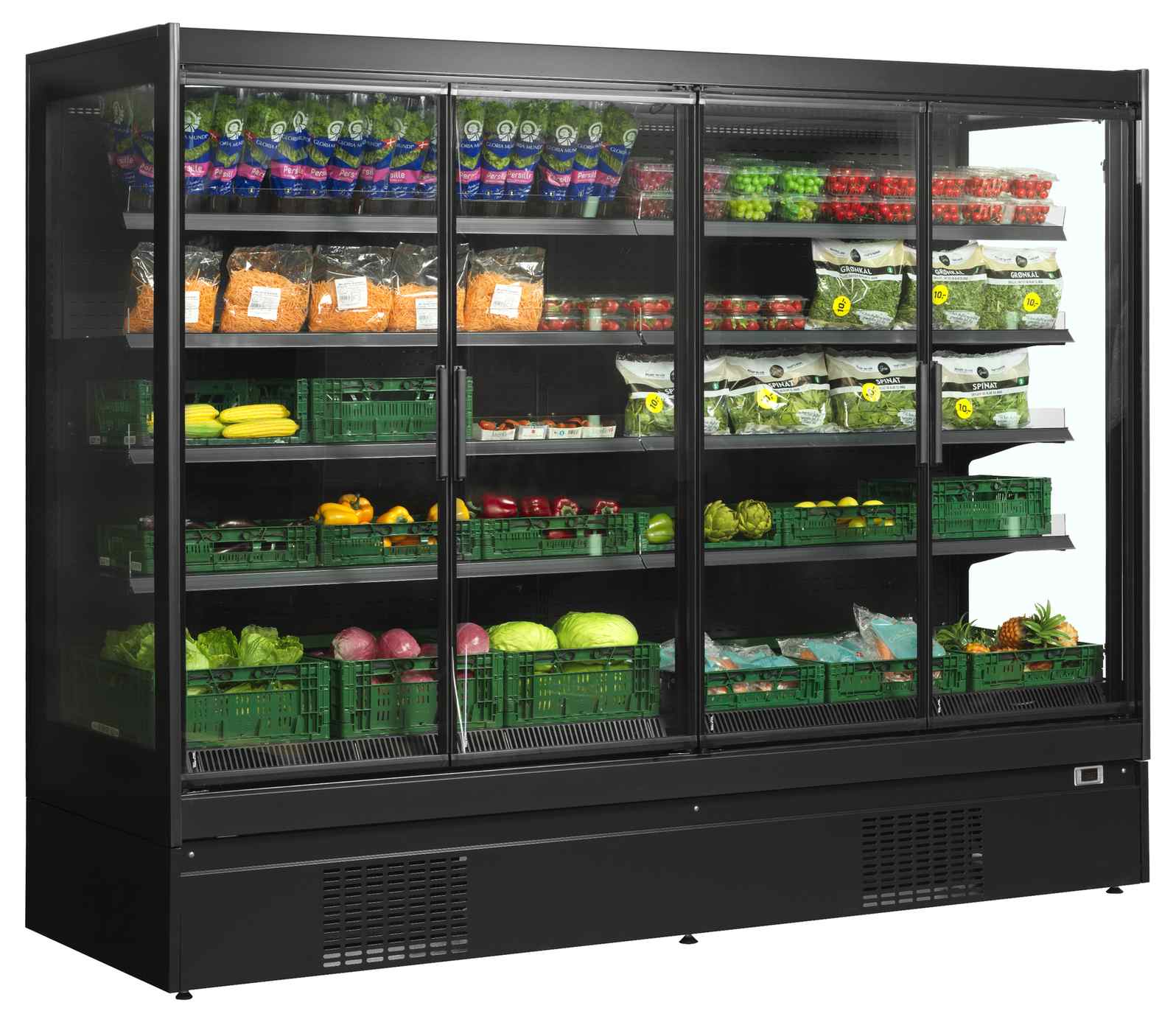 Vitrine réfrigérée professionnelle noire 4 portes vitrées positive - EXTRA2500CD - Tefcold en cuisine professionnelle