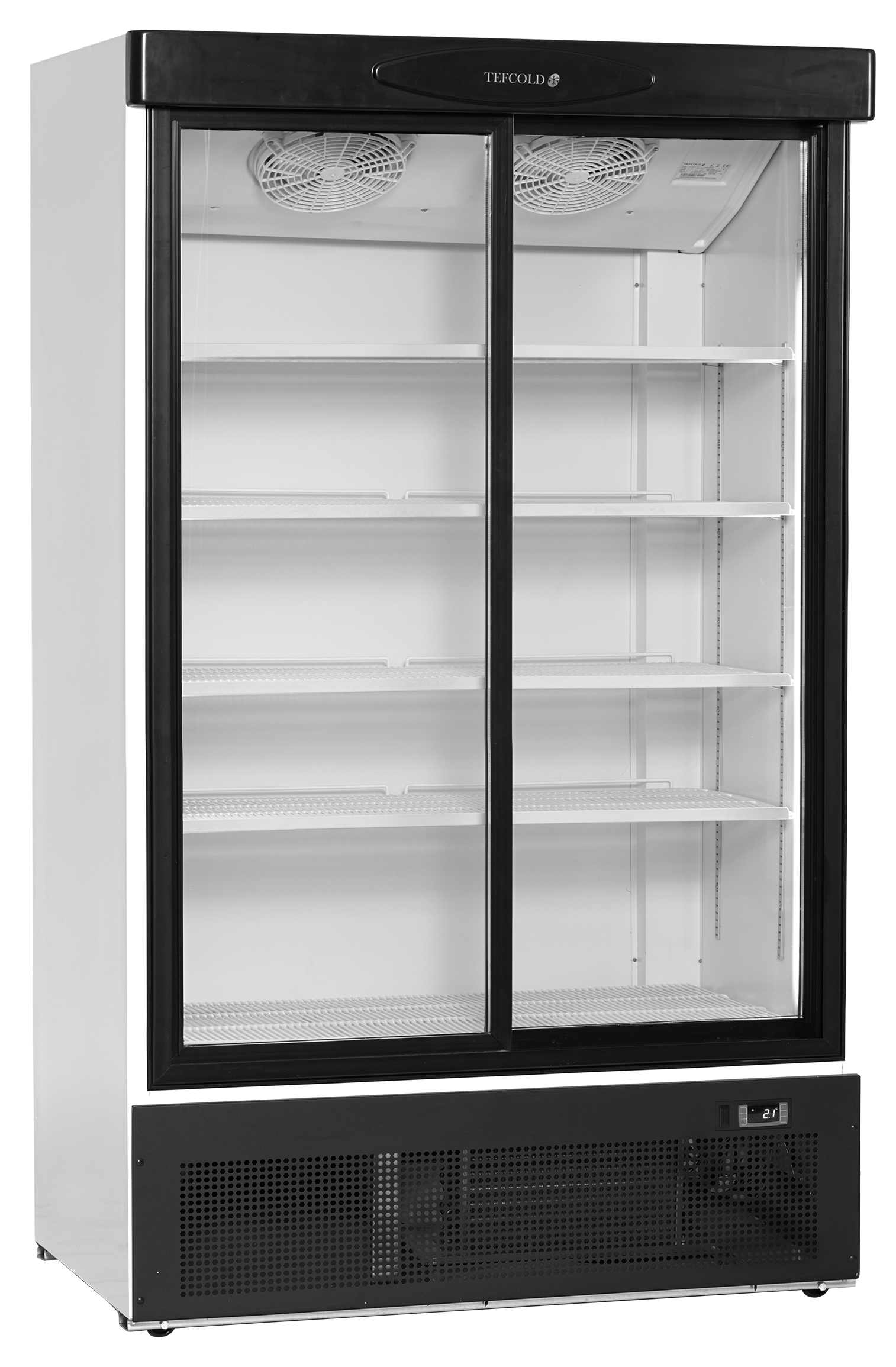 Vitrine réfrigérée professionnelle 2 portes vitrées coulissantes Blanche positive 660 l - FS1202S - Tefcold