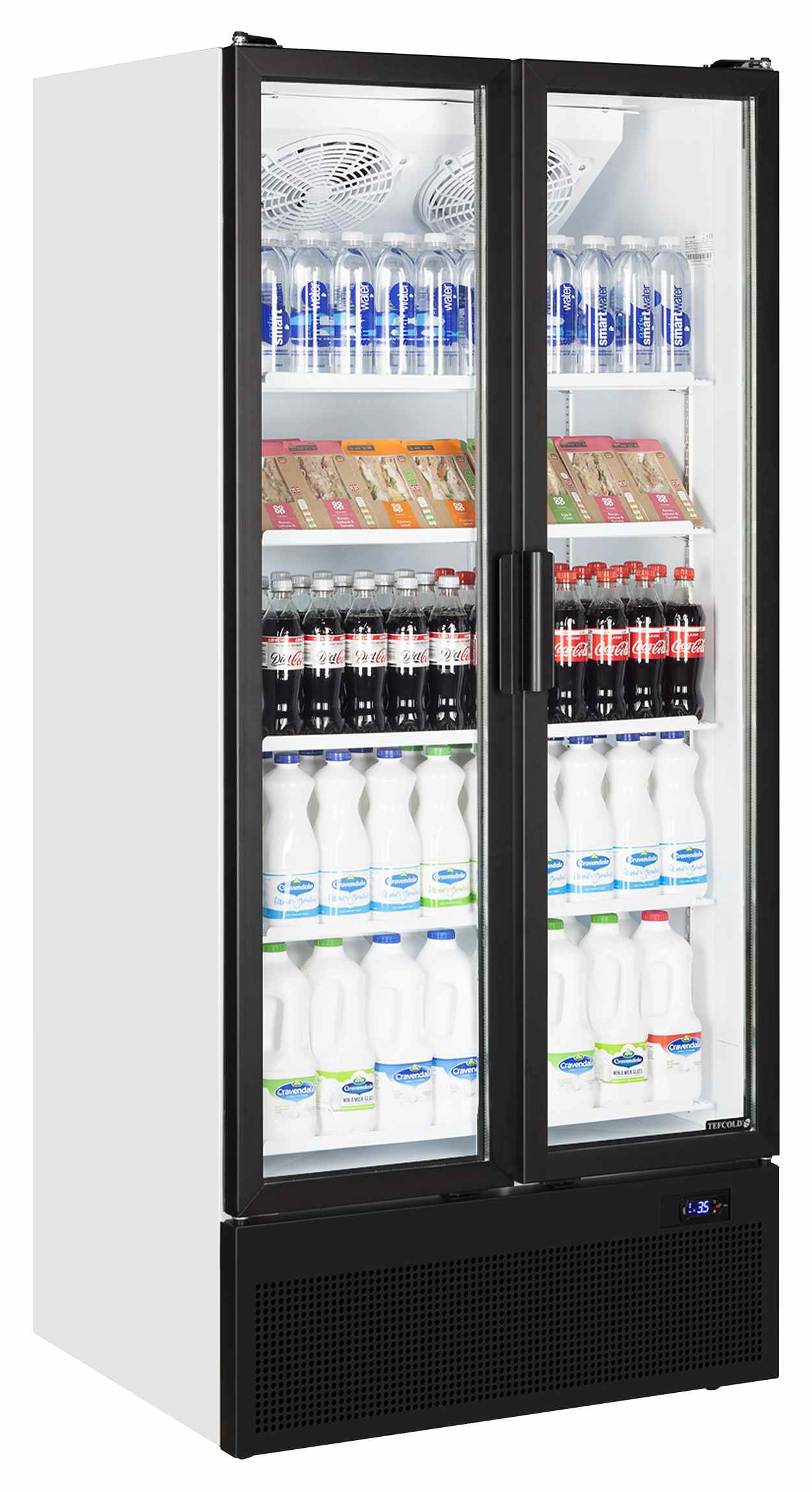 Vitrine réfrigérée professionnelle 2 portes vitrées Blanche positive 535 litres - FS890H - Tefcold en cuisine professionnelle