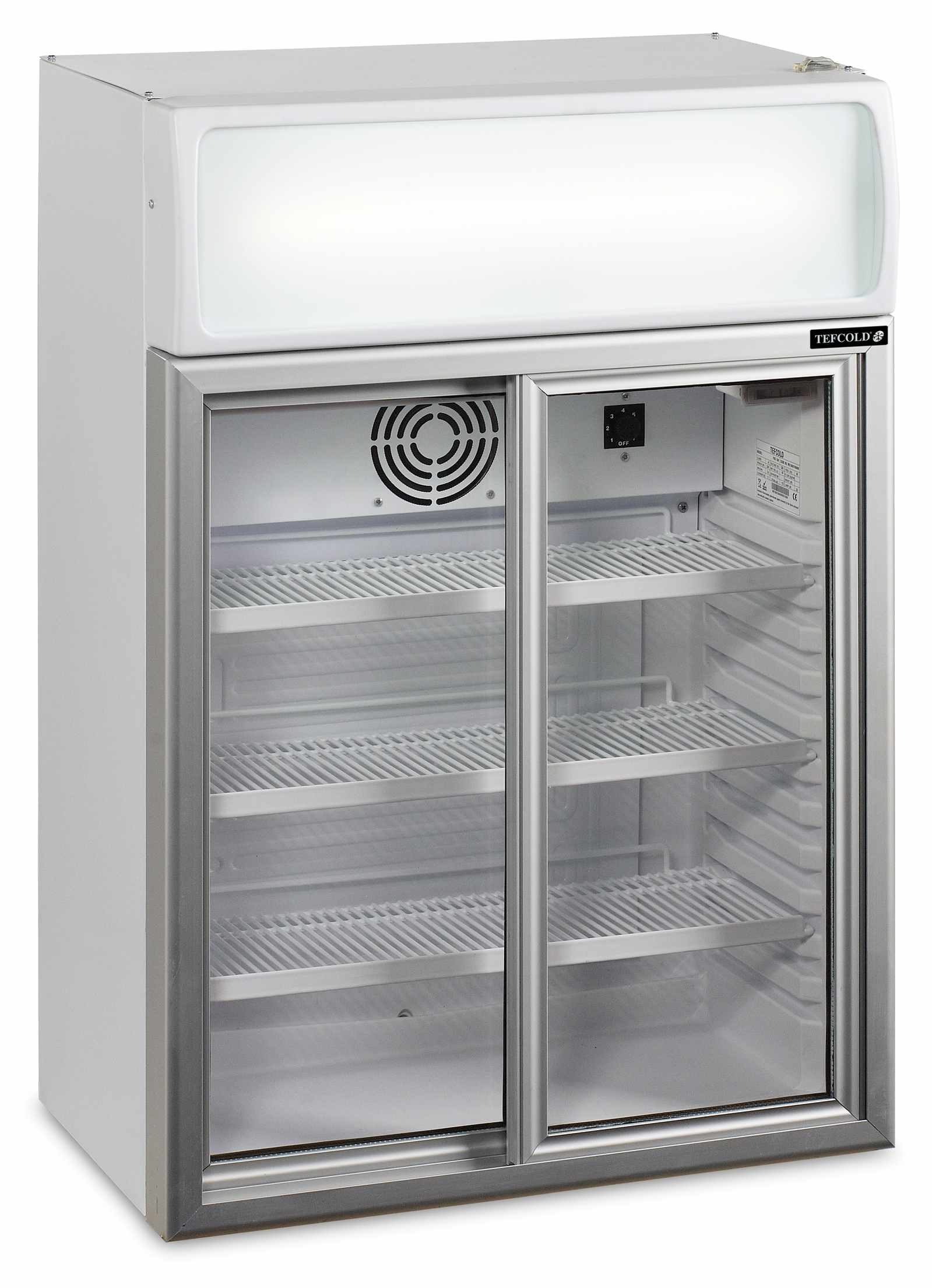 Meuble réfrigéré professionnel Blanc 2 portes vitrées coulissantes positif 60 l - FSC100 - Tefcold