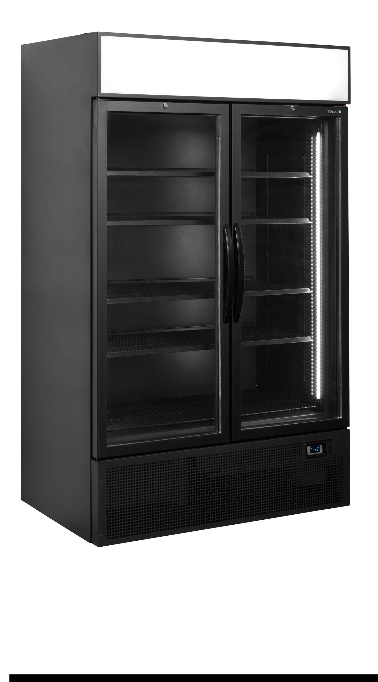 Vitrine réfrigérée professionnelle 2 portes vitrées noire positive - FSC1200H BLACK - Tefcold