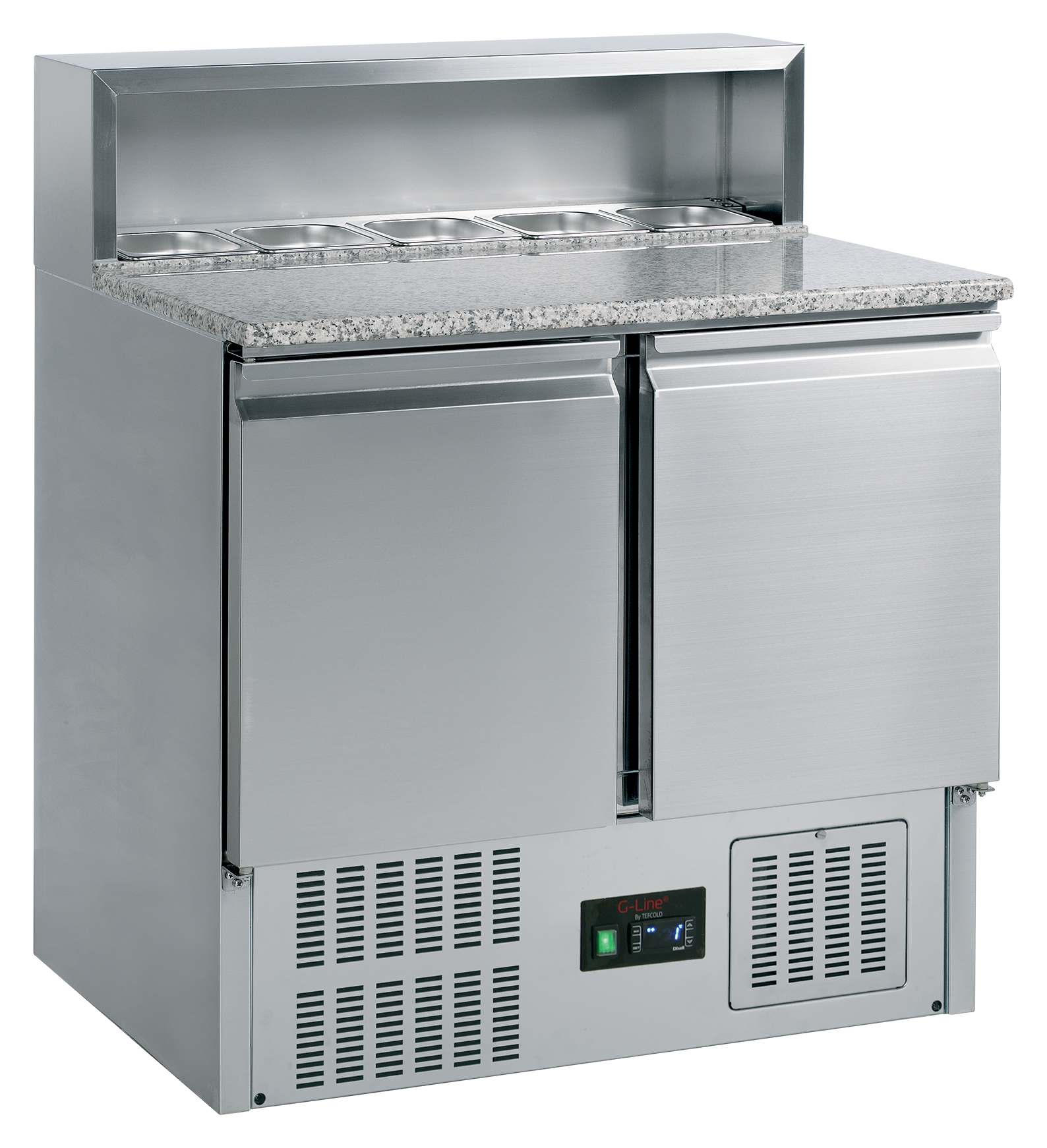 Comptoir à pizza professionnel avec dessus granite 2 portes pleines positif - GP92 - Tefcold